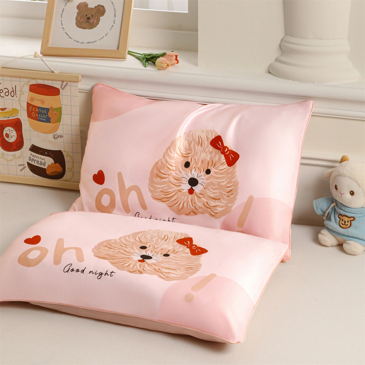 91家纺网 家纺一手货源 找家纺 布凡家居 2026新款A类60支莱赛尔天丝枕套 枕套单件 晚安小狗