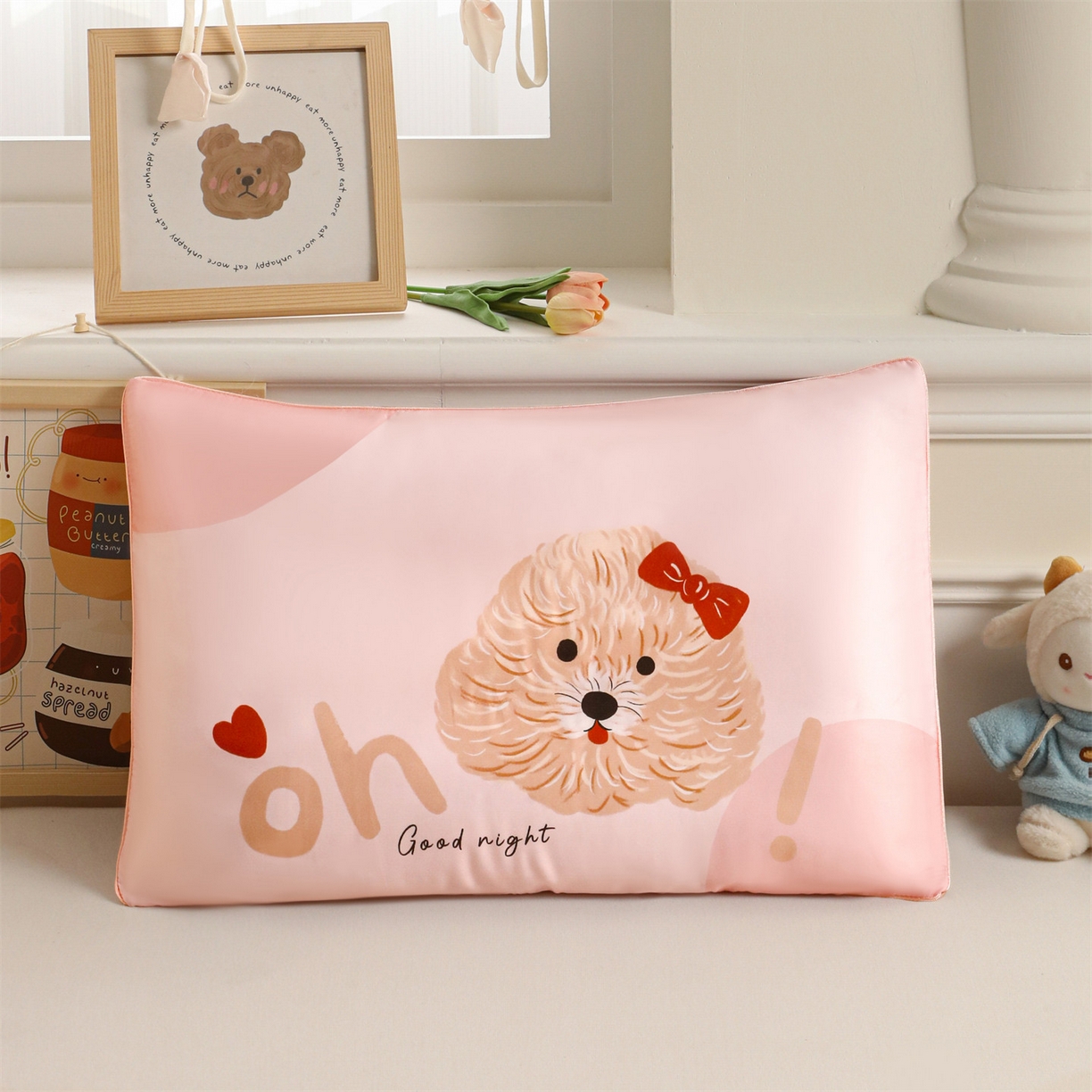 91家纺网 家纺一手货源 找家纺 布凡家居 2026新款A类60支莱赛尔天丝枕套 枕套单件 晚安小狗