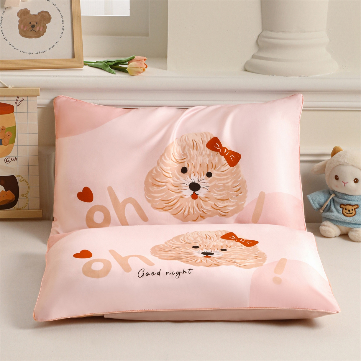 91家纺网 家纺一手货源 找家纺 布凡家居 2026新款A类60支莱赛尔天丝枕套 枕套单件 晚安小狗