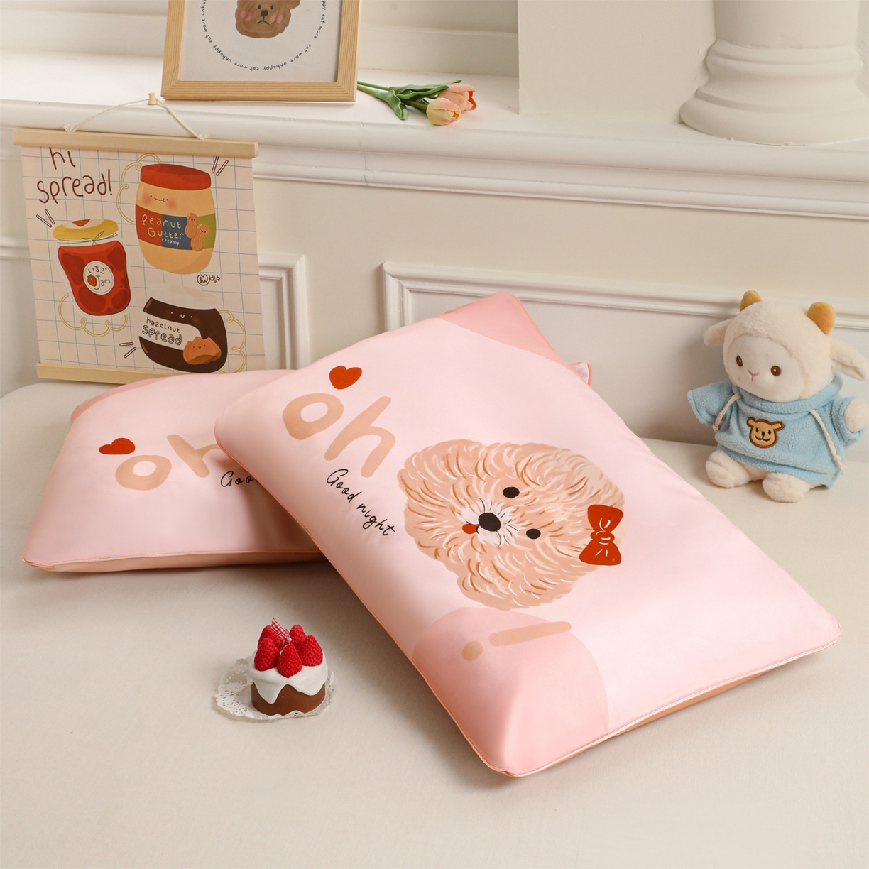 91家纺网 家纺一手货源 找家纺 布凡家居 2026新款A类60支莱赛尔天丝枕套 枕套单件 晚安小狗