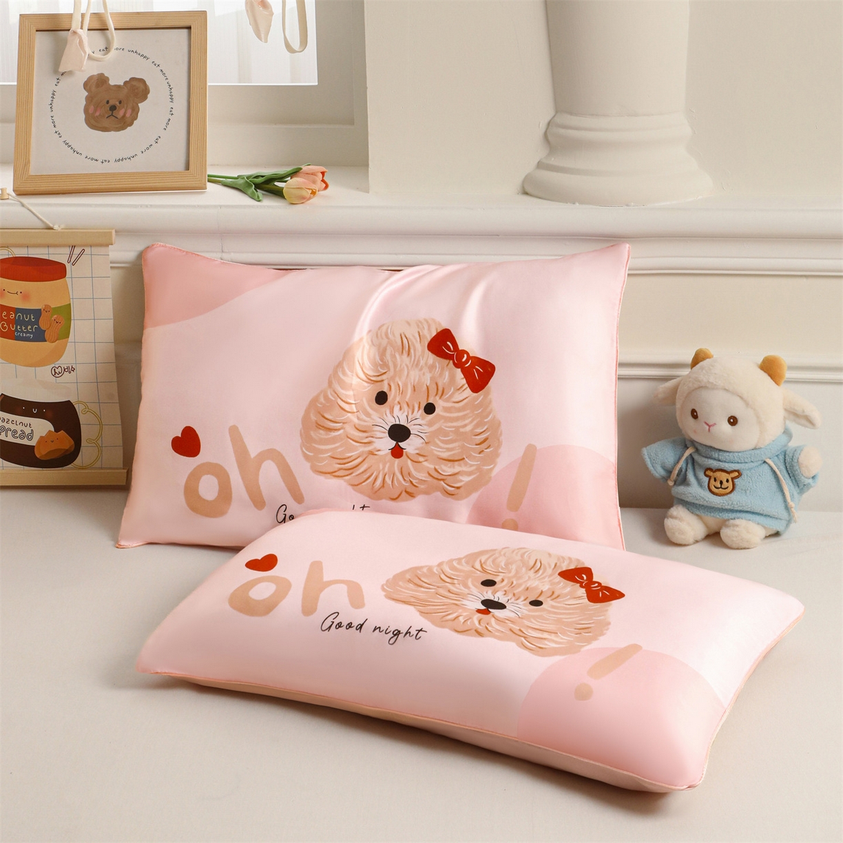 91家纺网 家纺一手货源 找家纺 布凡家居 2026新款A类60支莱赛尔天丝枕套 枕套单件 晚安小狗