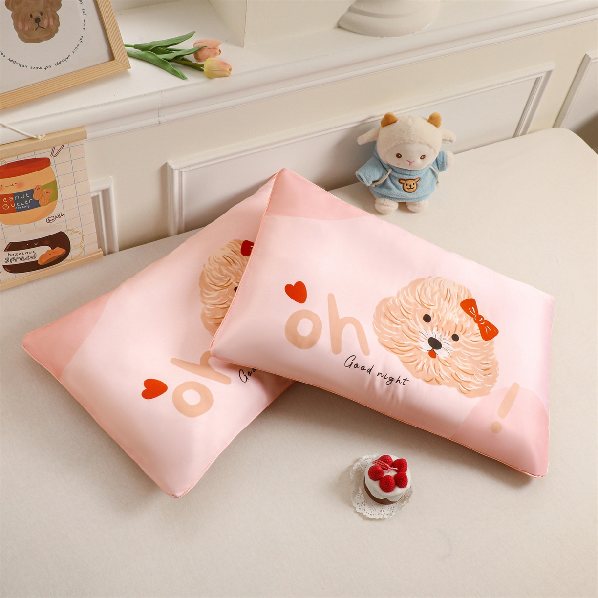 91家纺网 家纺一手货源 找家纺 布凡家居 2026新款A类60支莱赛尔天丝枕套 枕套单件 晚安小狗