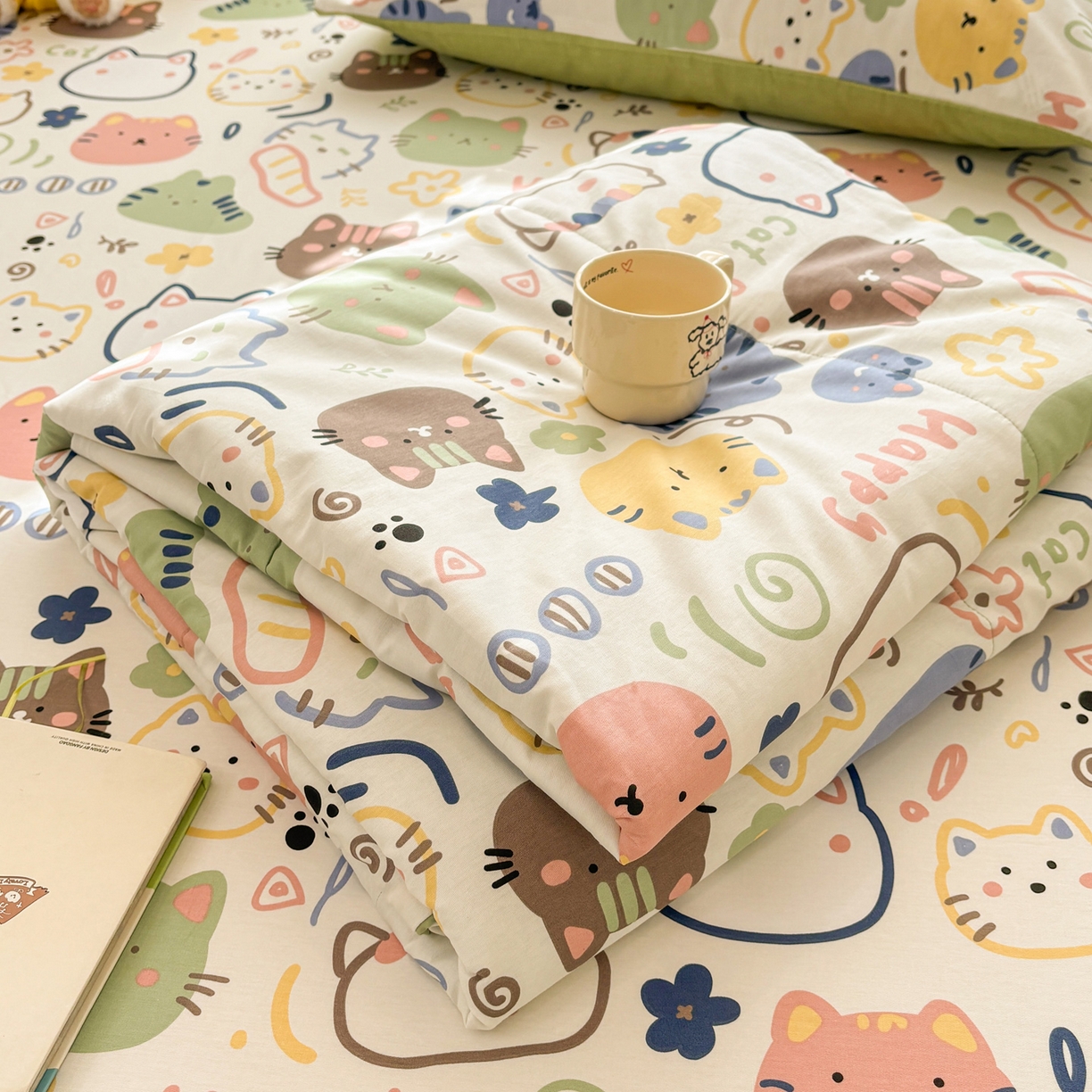 91家纺网 家纺一手货源 找家纺 雅居纺家纺 2026新款A版全棉B版凉感夏被夏凉被空调被 夏被 趣多猫