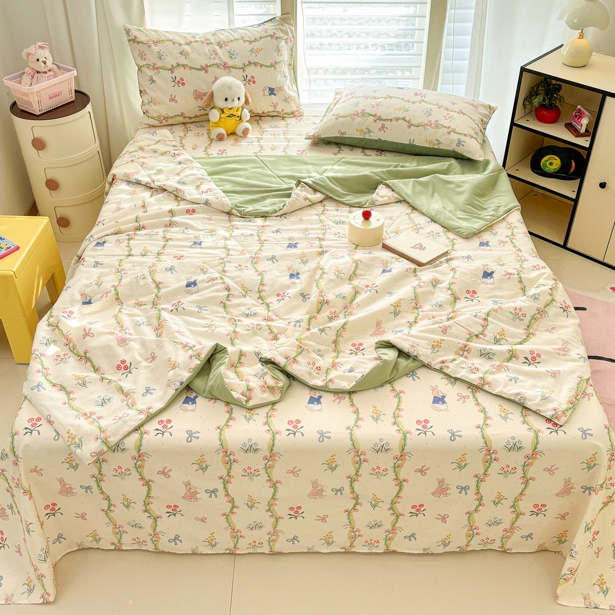 91家纺网 家纺一手货源 找家纺 雅居纺家纺 2026新款A版全棉B版凉感夏被夏凉被空调被 夏被 花园秘境