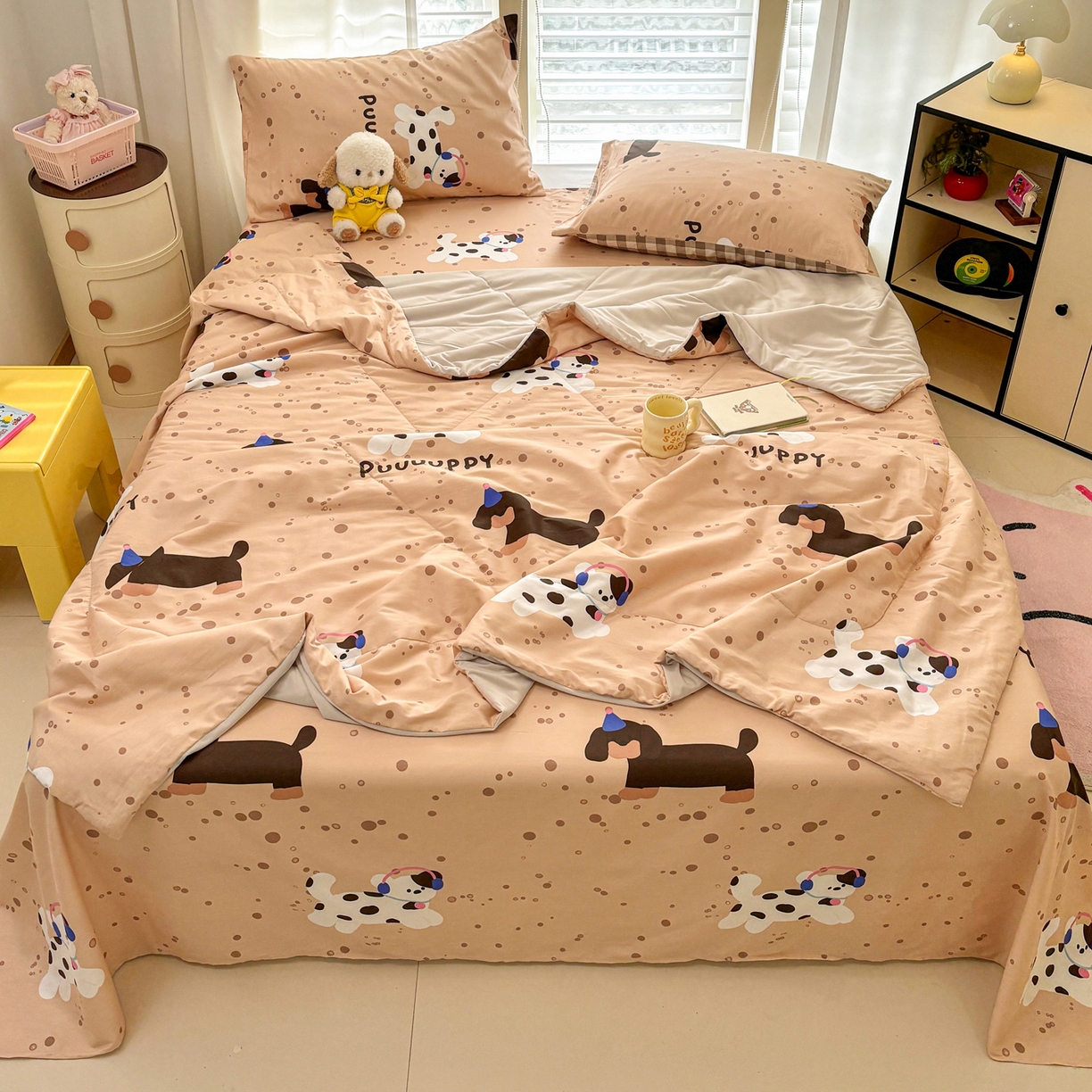 91家纺网 家纺一手货源 找家纺 雅居纺家纺 2026新款A版全棉B版凉感夏被夏凉被空调被 夏被 斑点狗