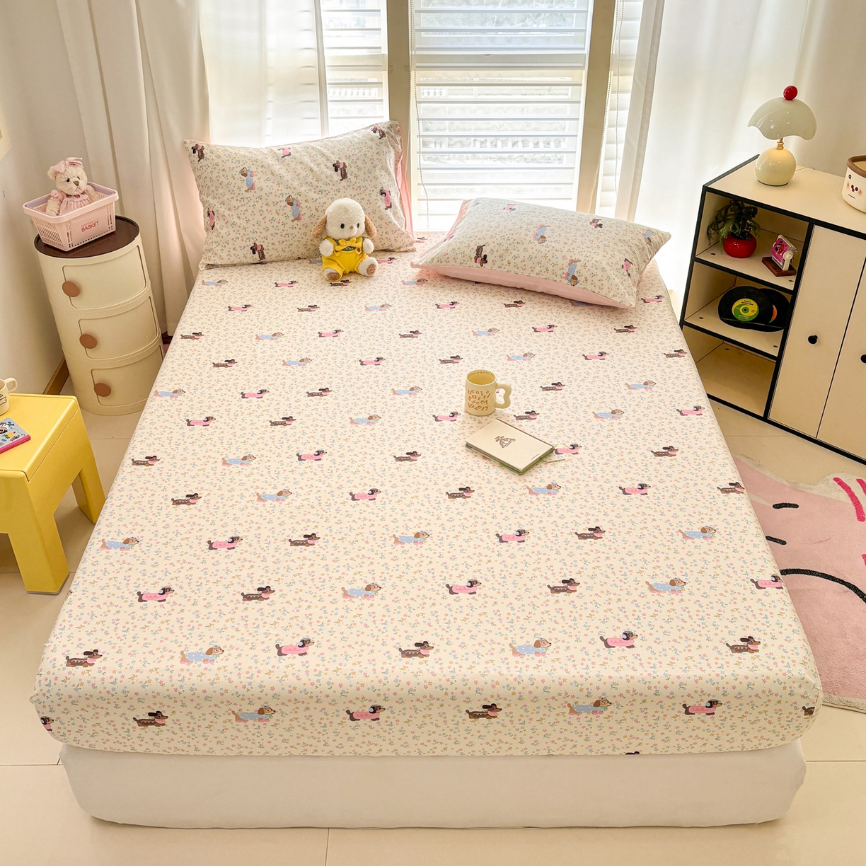 91家纺网 家纺一手货源 找家纺 雅居纺家纺 2026新款A版全棉B版凉感夏被夏凉被空调被 夏被 碎花腊肠狗