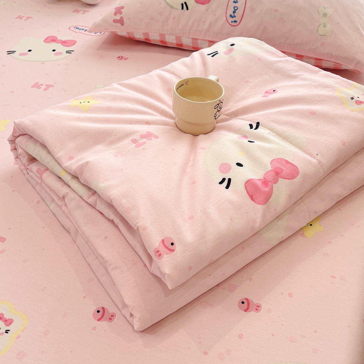 雅居纺家纺 2026新款A版全棉B版凉感夏被夏凉被空调被 夏被 快乐小猫