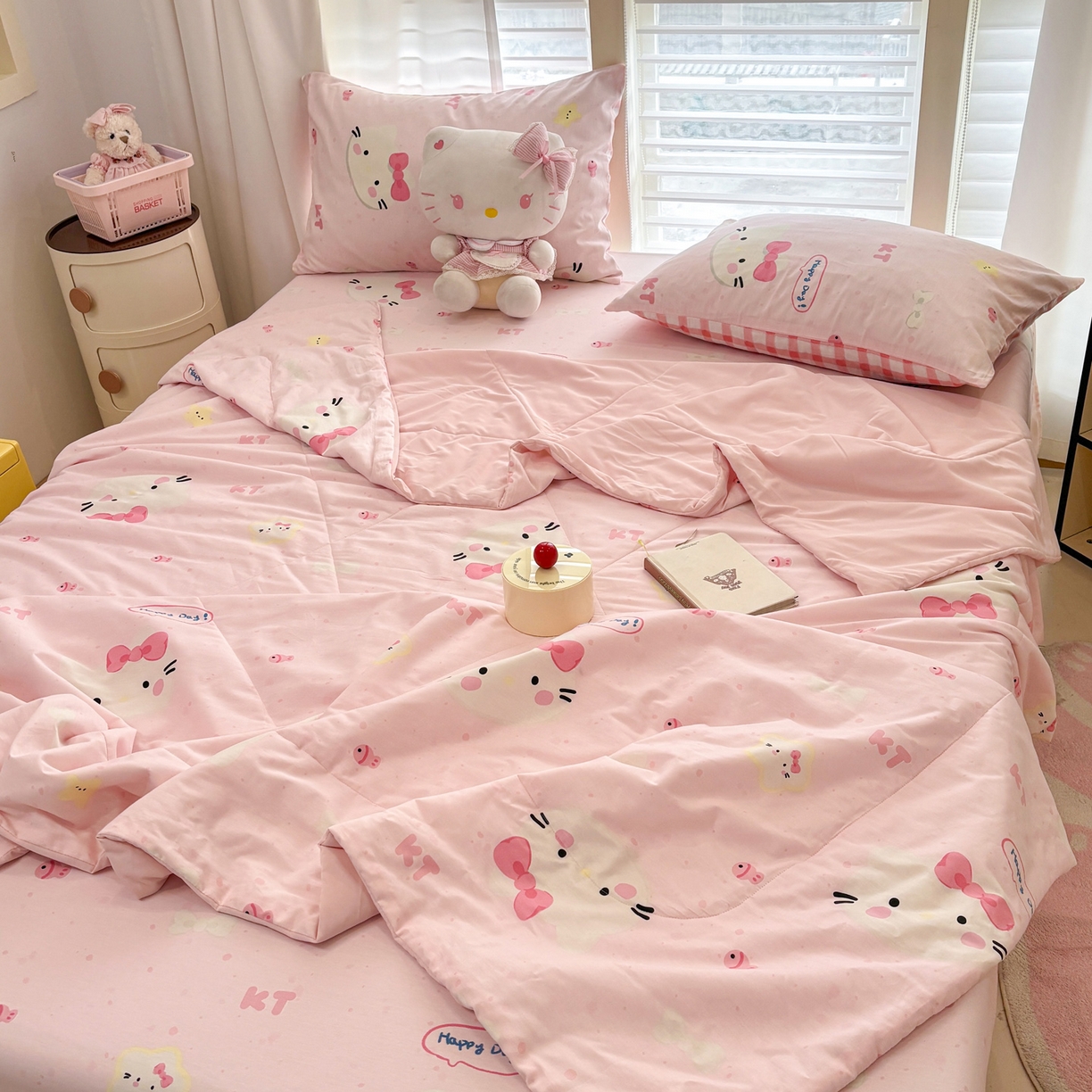 91家纺网 家纺一手货源 找家纺 雅居纺家纺 2026新款A版全棉B版凉感夏被夏凉被空调被 夏被 快乐小猫