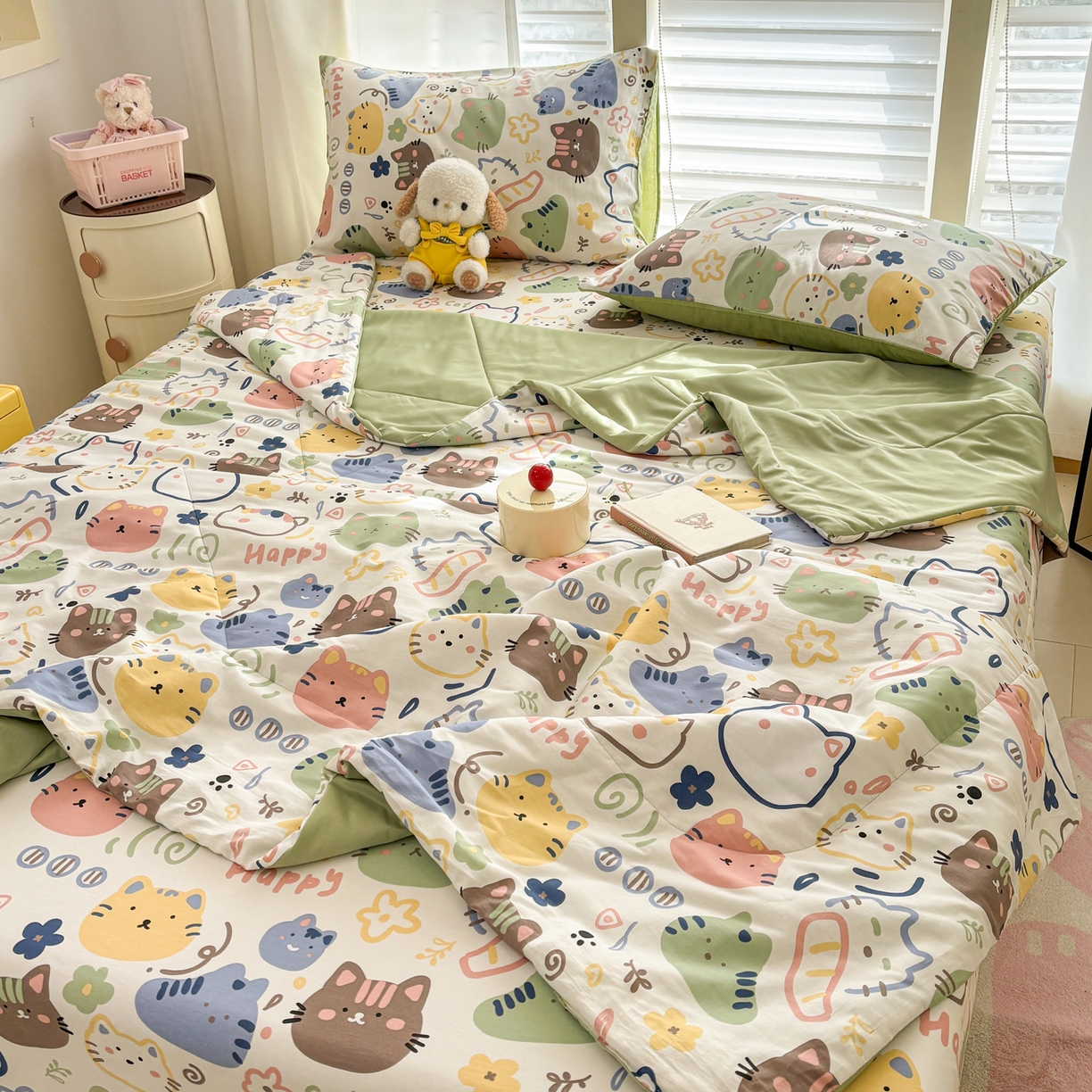 91家纺网 家纺一手货源 找家纺 雅居纺家纺 2026新款A版全棉B版凉感夏被夏凉被空调被 夏被 趣多猫