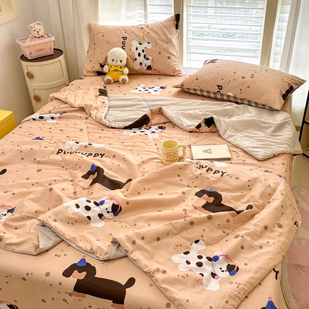 91家纺网 家纺一手货源 找家纺 雅居纺家纺 2026新款A版全棉B版凉感夏被夏凉被空调被 夏被 斑点狗