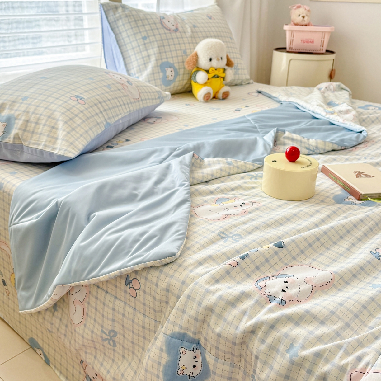 91家纺网 家纺一手货源 找家纺 雅居纺家纺 2026新款A版全棉B版凉感夏被夏凉被空调被 夏被 贪睡猫猫