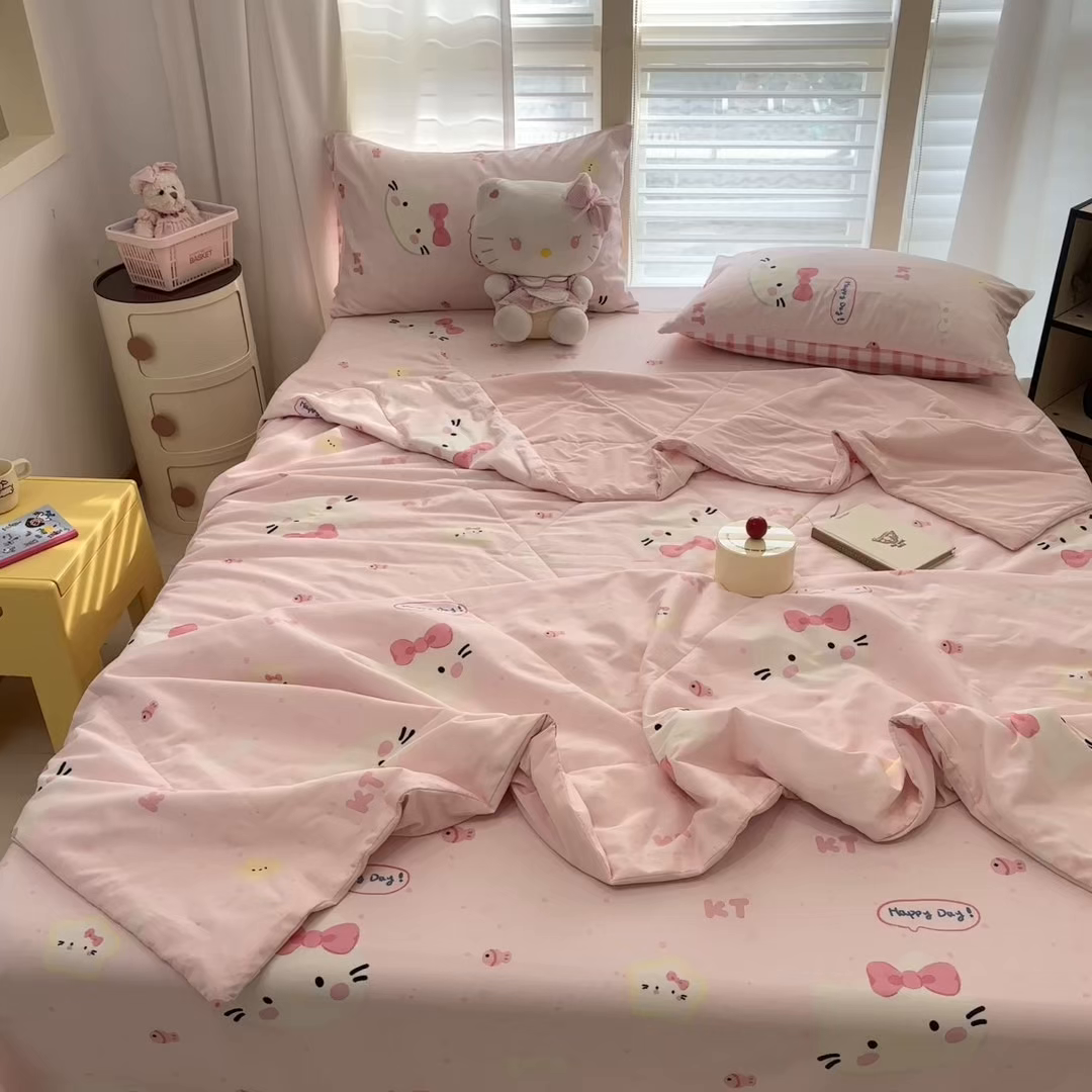 91家纺网 家纺一手货源 找家纺 雅居纺家纺 2026新款A版全棉B版凉感夏被夏凉被空调被 夏被 快乐小猫