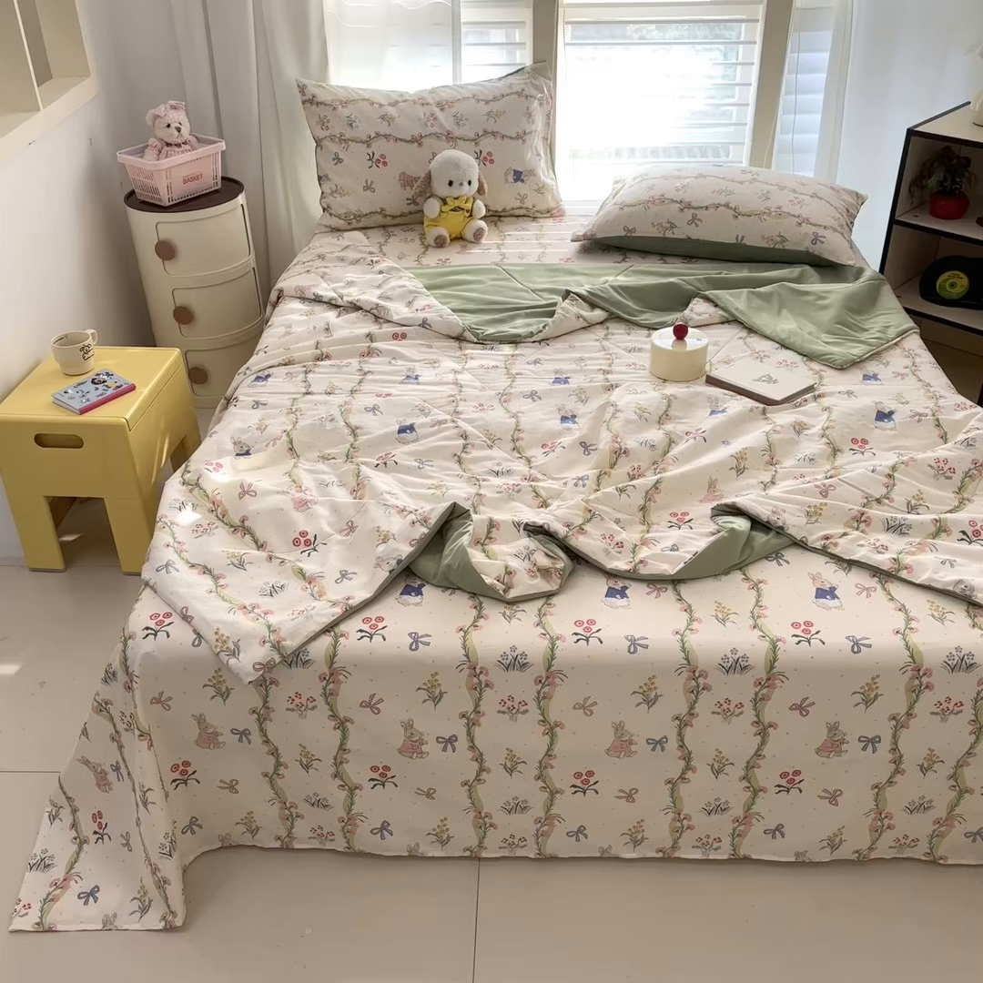 91家纺网 家纺一手货源 找家纺 雅居纺家纺 2026新款A版全棉B版凉感夏被夏凉被空调被 夏被 花园秘境