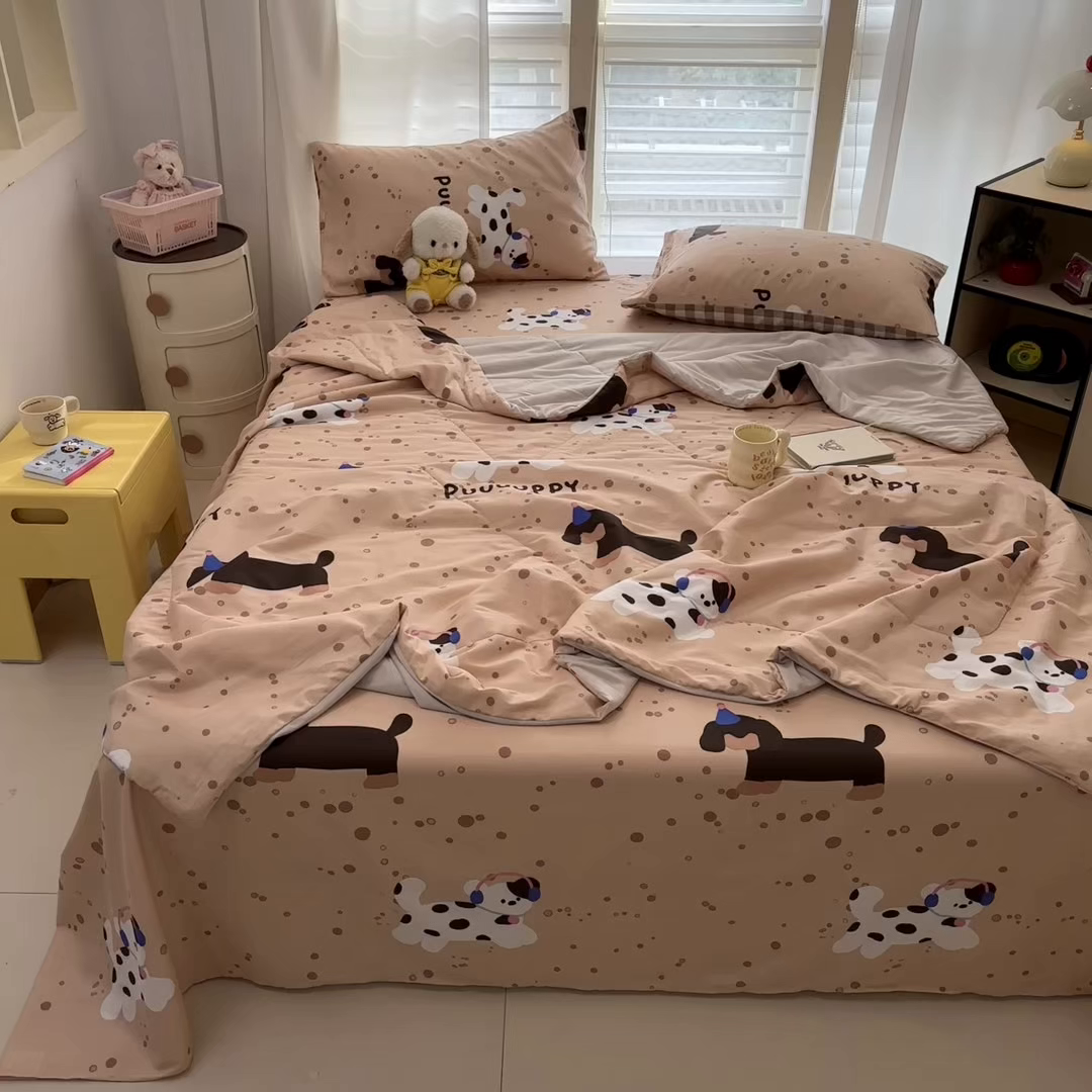 91家纺网 家纺一手货源 找家纺 雅居纺家纺 2026新款A版全棉B版凉感夏被夏凉被空调被 夏被 斑点狗