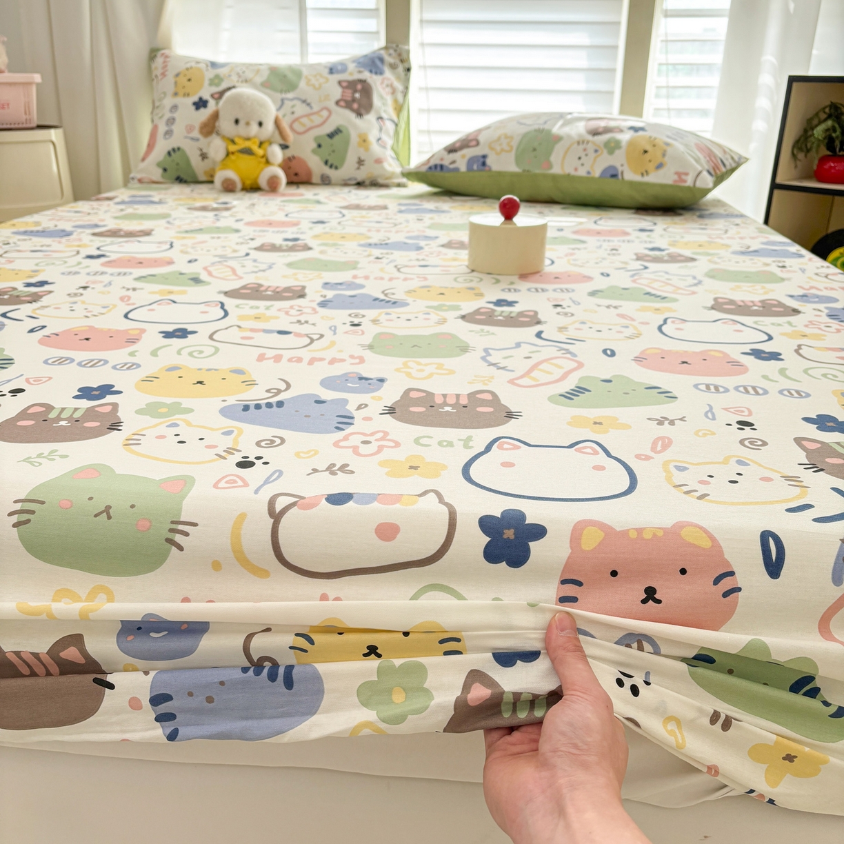 91家纺网 家纺一手货源 找家纺 雅居纺家纺 2026新款全棉纯棉单床单床笠枕套单件单品系列 单品 趣多猫