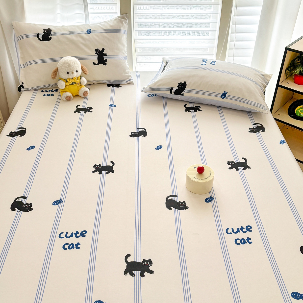 91家纺网 家纺一手货源 找家纺 雅居纺家纺 2026新款全棉纯棉单床单床笠枕套单件单品系列 单品 可爱小猫