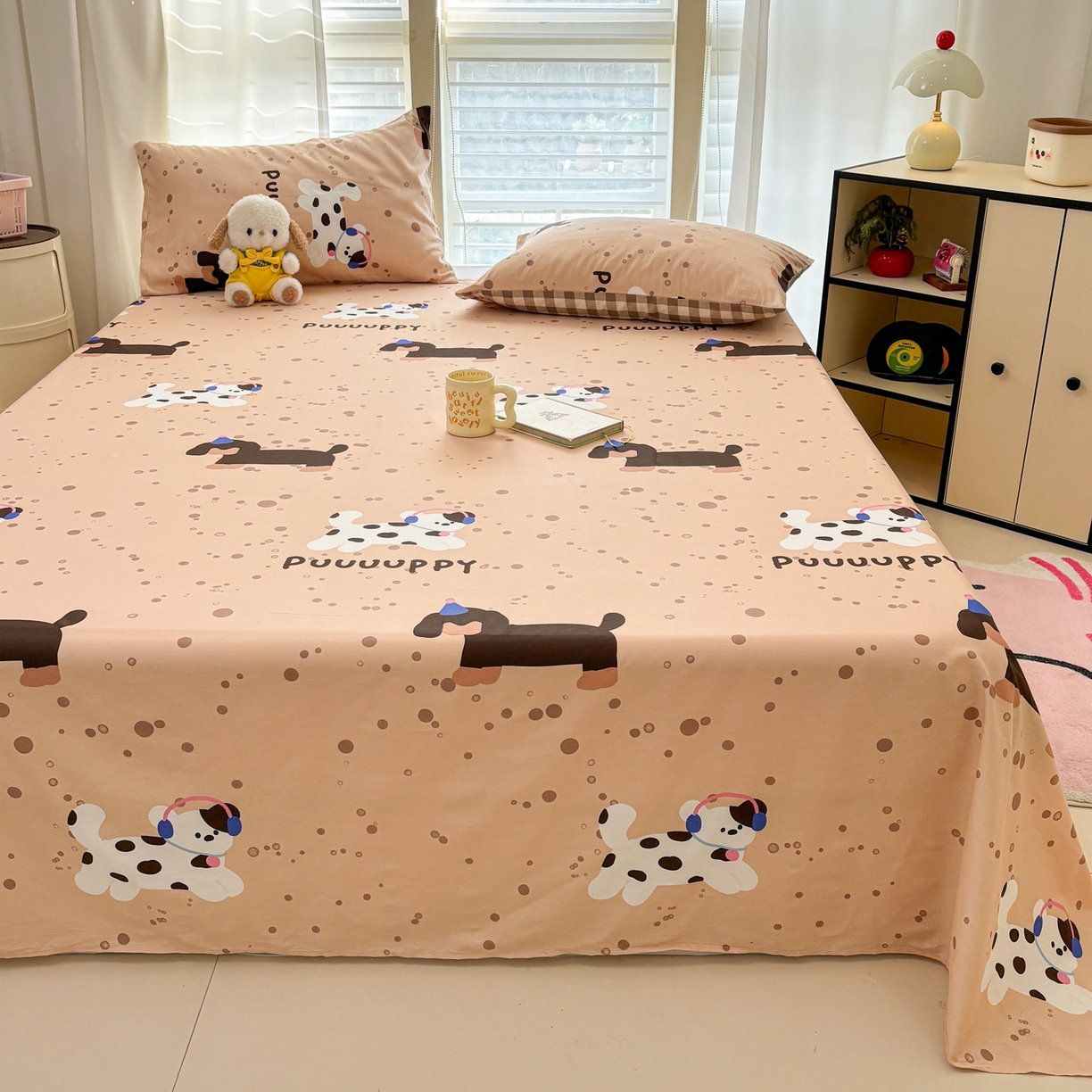 91家纺网 家纺一手货源 找家纺 雅居纺家纺 2026新款全棉纯棉单床单床笠枕套单件单品系列 单品 斑点狗