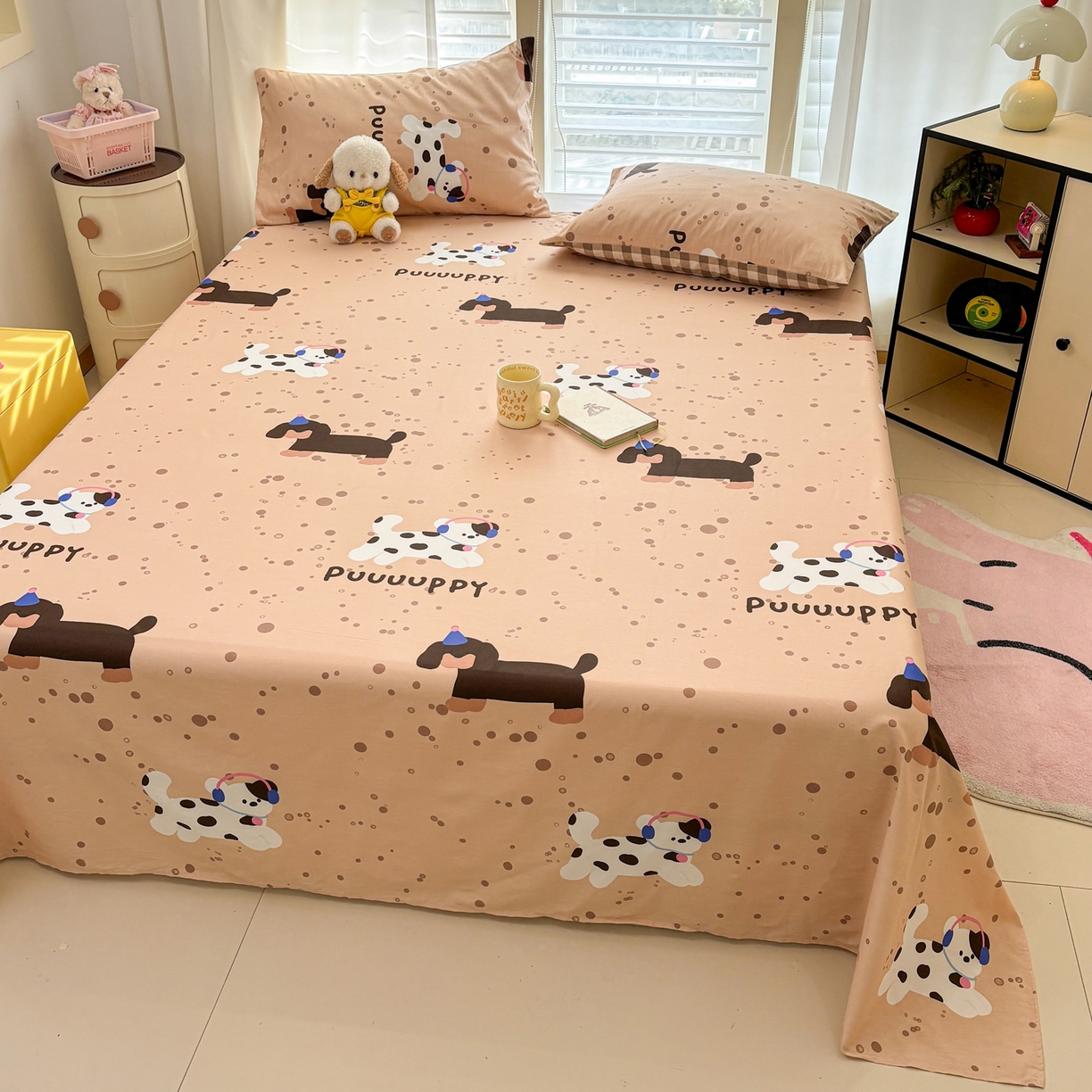 91家纺网 家纺一手货源 找家纺 雅居纺家纺 2026新款全棉纯棉单床单床笠枕套单件单品系列 单品 斑点狗