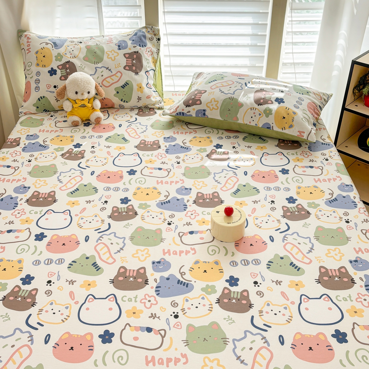 91家纺网 家纺一手货源 找家纺 雅居纺家纺 2026新款全棉纯棉单床单床笠枕套单件单品系列 单品 趣多猫