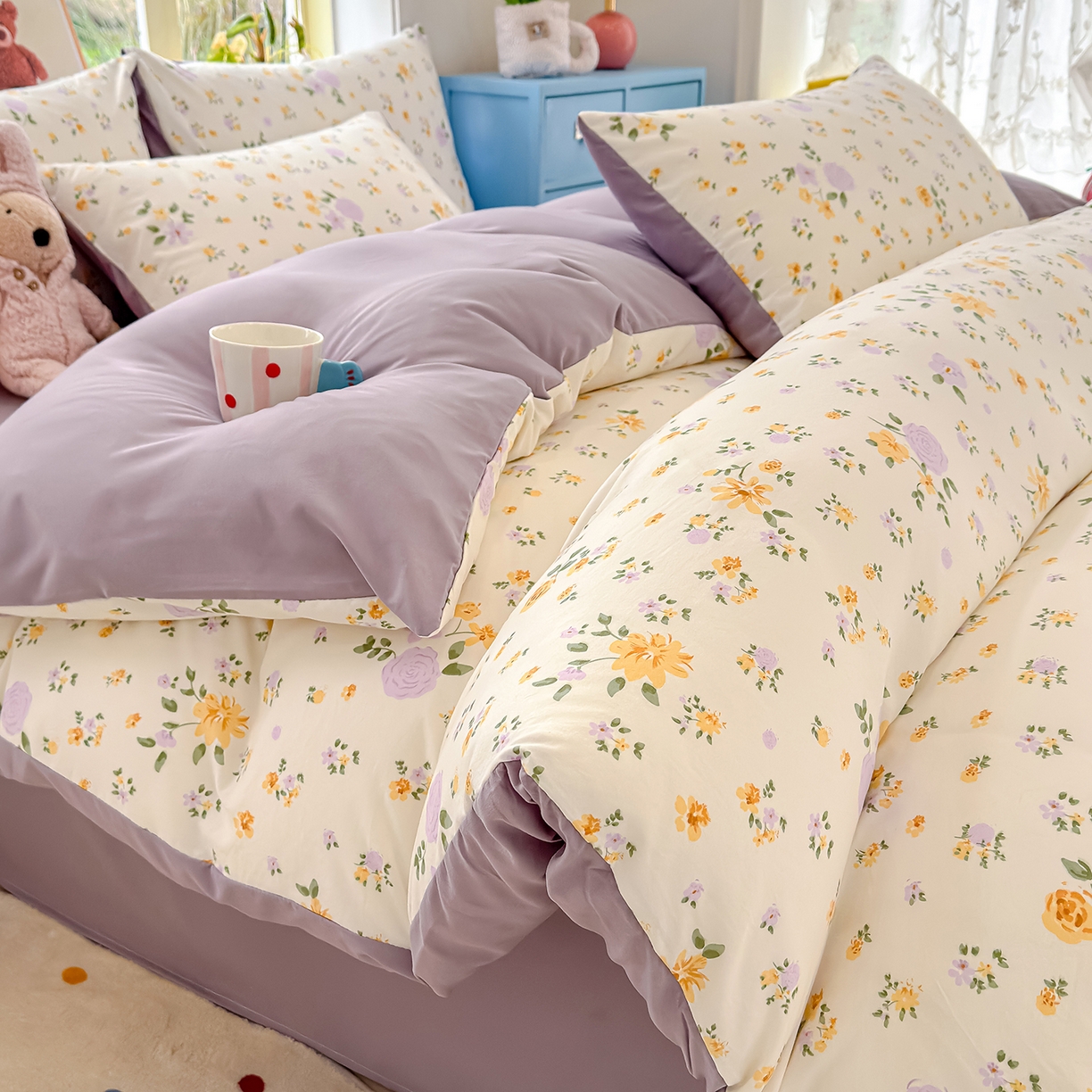 91家纺网 家纺一手货源 找家纺 （总）元禾 2026新款A类古法水洗仿棉云感纱四件套