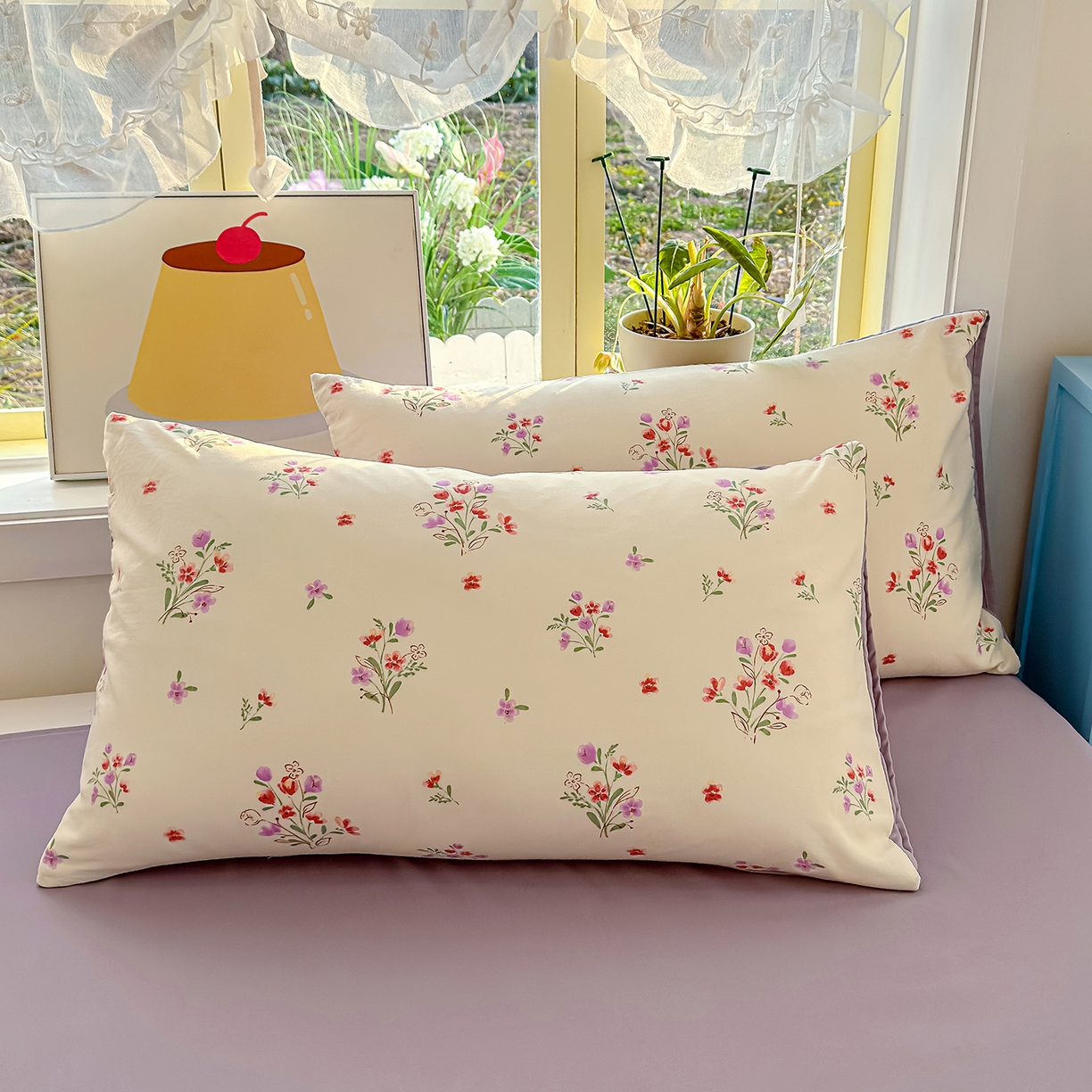 91家纺网 家纺一手货源 找家纺 元禾 2026新款A类古法水洗仿棉云感纱四件套 丁香紫