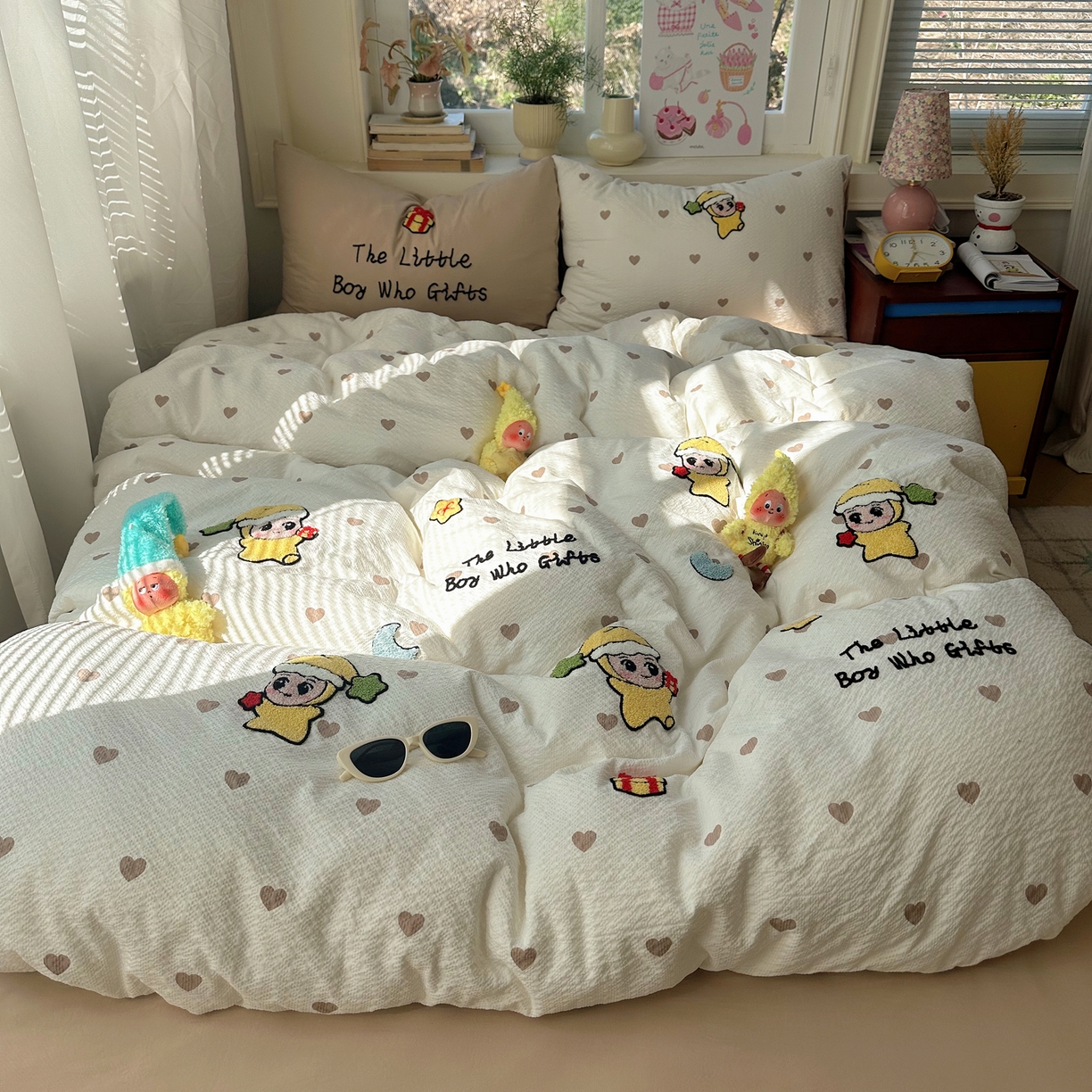 91家纺网 家纺一手货源 找家纺 顾里家纺 2026春夏新款ins可爱风云朵毛巾绣四件套（会员-3元  床笠定制不退换0 星星宝宝