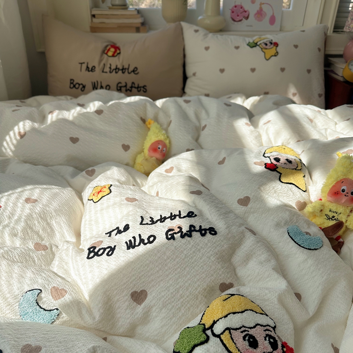 91家纺网 家纺一手货源 找家纺 顾里家纺 2026春夏新款ins可爱风云朵毛巾绣四件套（会员-3元  床笠定制不退换0 星星宝宝