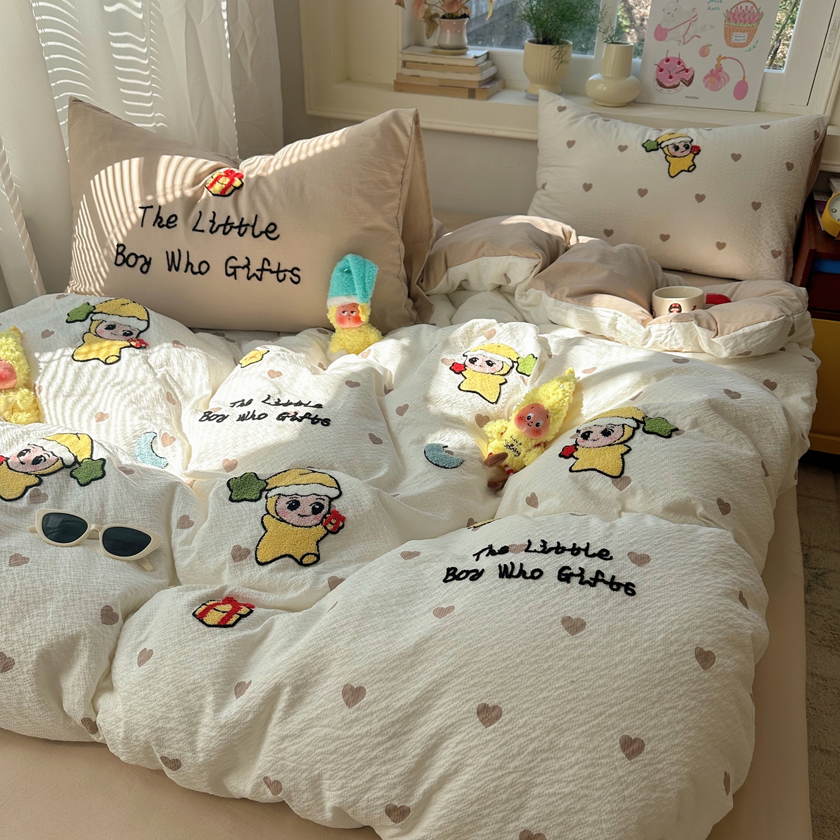 91家纺网 家纺一手货源 找家纺 顾里家纺 2026春夏新款ins可爱风云朵毛巾绣四件套（会员-3元  床笠定制不退换0 星星宝宝