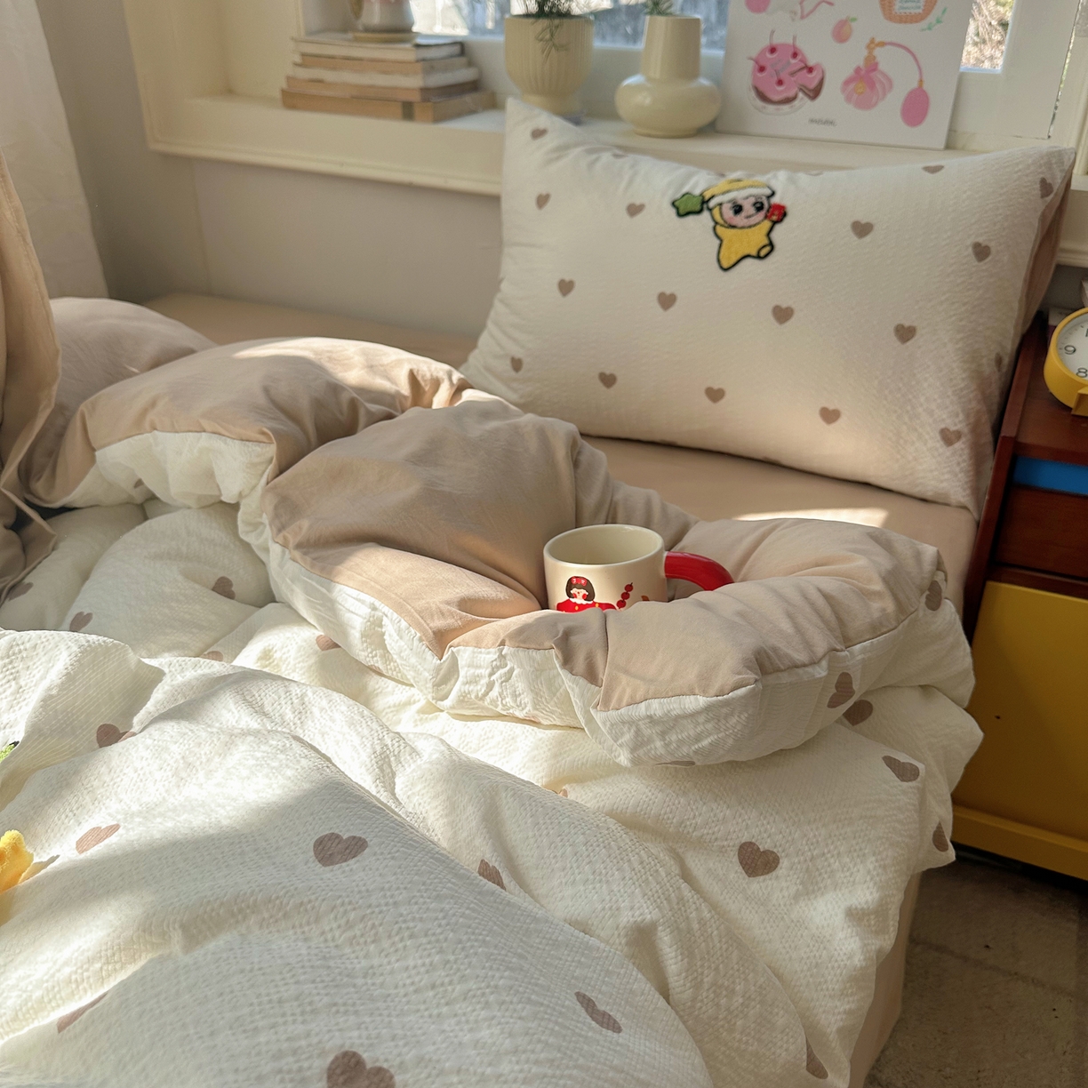 91家纺网 家纺一手货源 找家纺 顾里家纺 2026春夏新款ins可爱风云朵毛巾绣四件套（会员-3元  床笠定制不退换0 星星宝宝