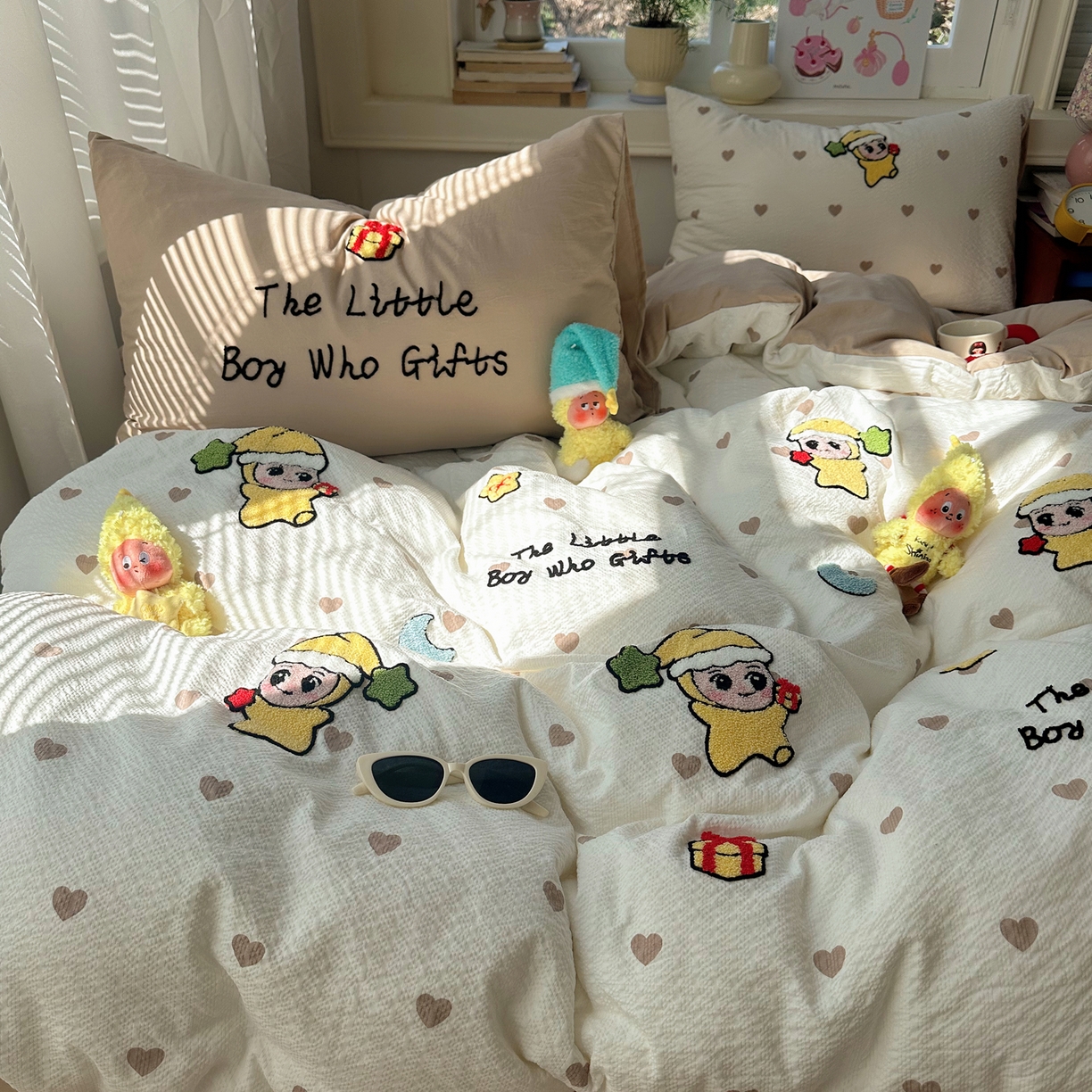 91家纺网 家纺一手货源 找家纺 顾里家纺 2026春夏新款ins可爱风云朵毛巾绣四件套（会员-3元  床笠定制不退换0 星星宝宝