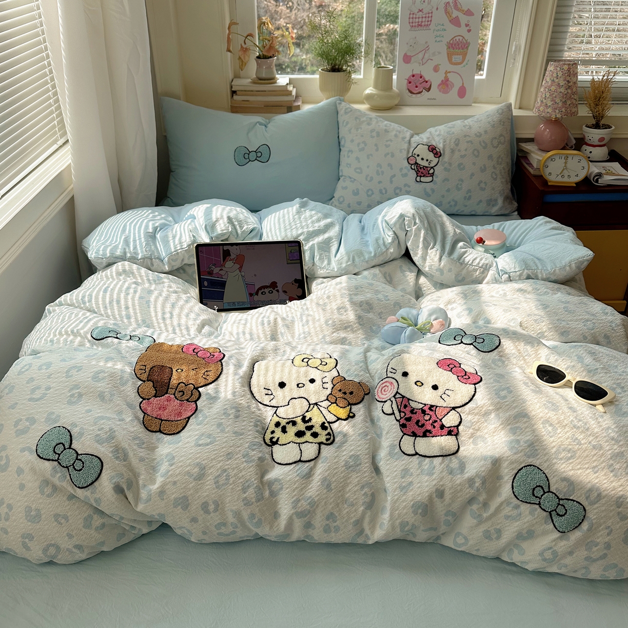 顾里家纺 2026春夏新款ins可爱风云朵毛巾绣四件套（会员-3元  床笠定制不退换0 自拍喵喵