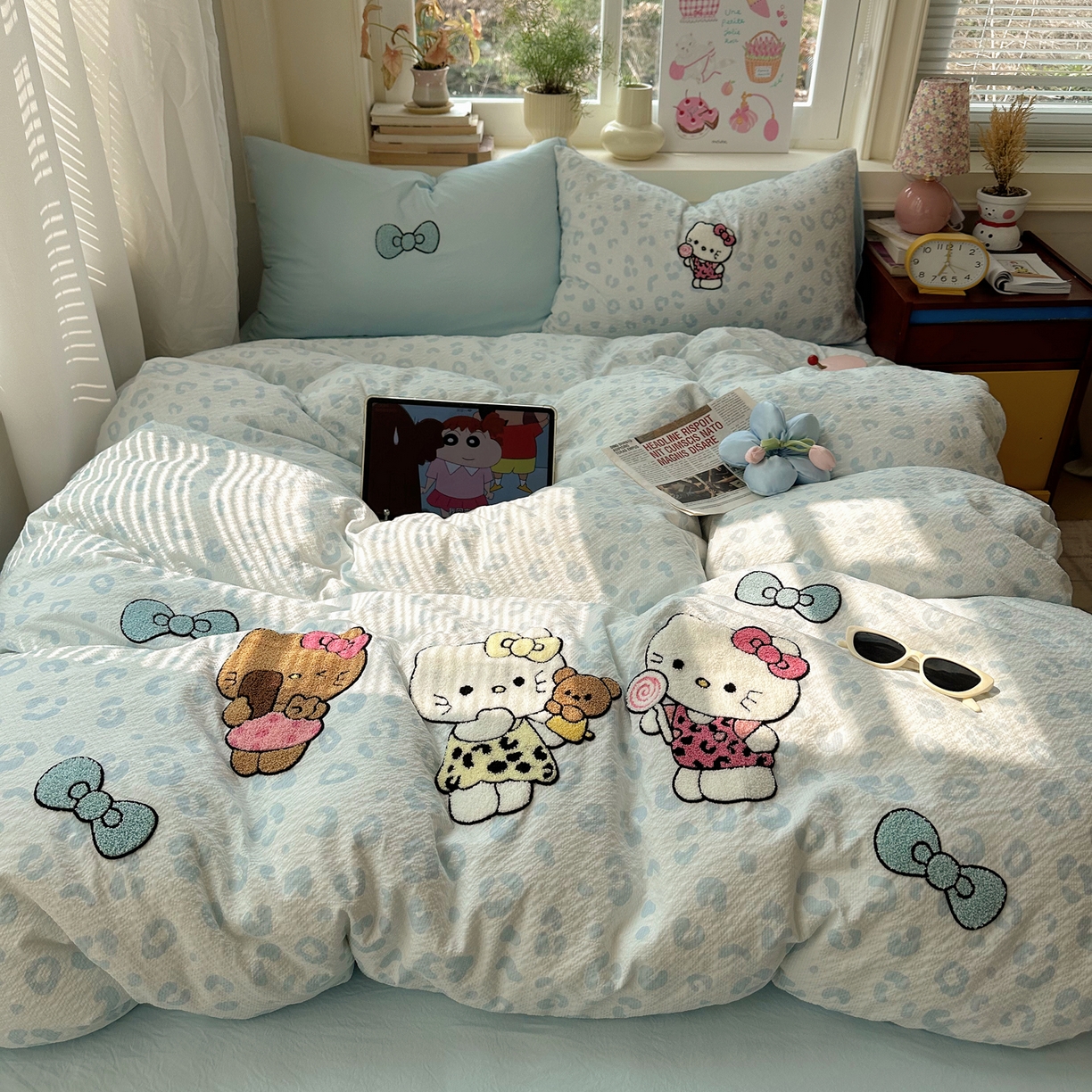 91家纺网 家纺一手货源 找家纺 顾里家纺 2026春夏新款ins可爱风云朵毛巾绣四件套（会员-3元  床笠定制不退换0 自拍喵喵