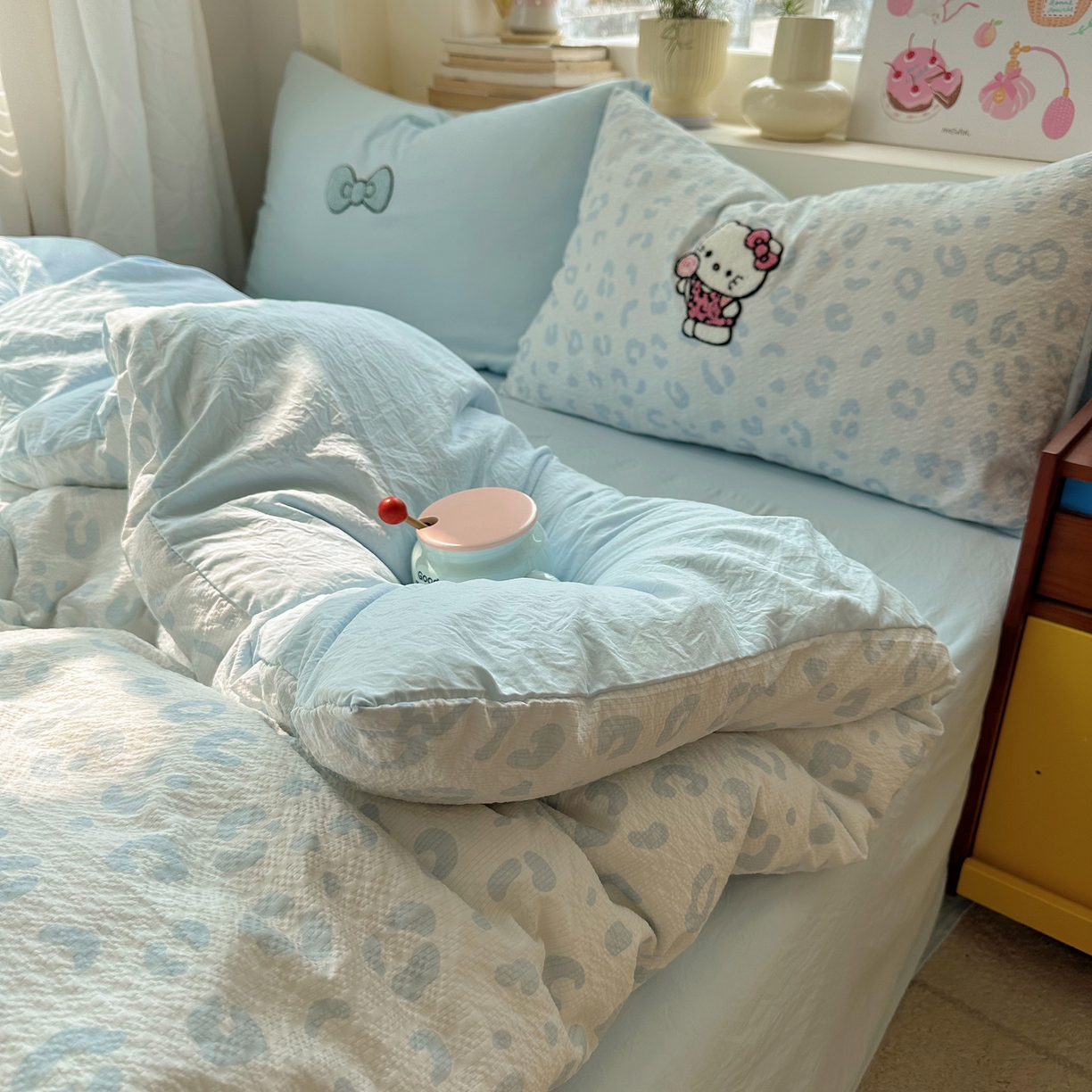 91家纺网 家纺一手货源 找家纺 顾里家纺 2026春夏新款ins可爱风云朵毛巾绣四件套（会员-3元  床笠定制不退换0 自拍喵喵