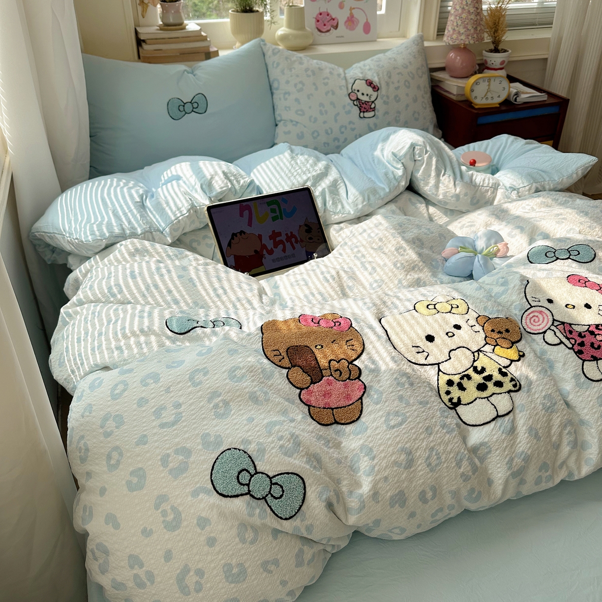 91家纺网 家纺一手货源 找家纺 顾里家纺 2026春夏新款ins可爱风云朵毛巾绣四件套（会员-3元  床笠定制不退换0 自拍喵喵