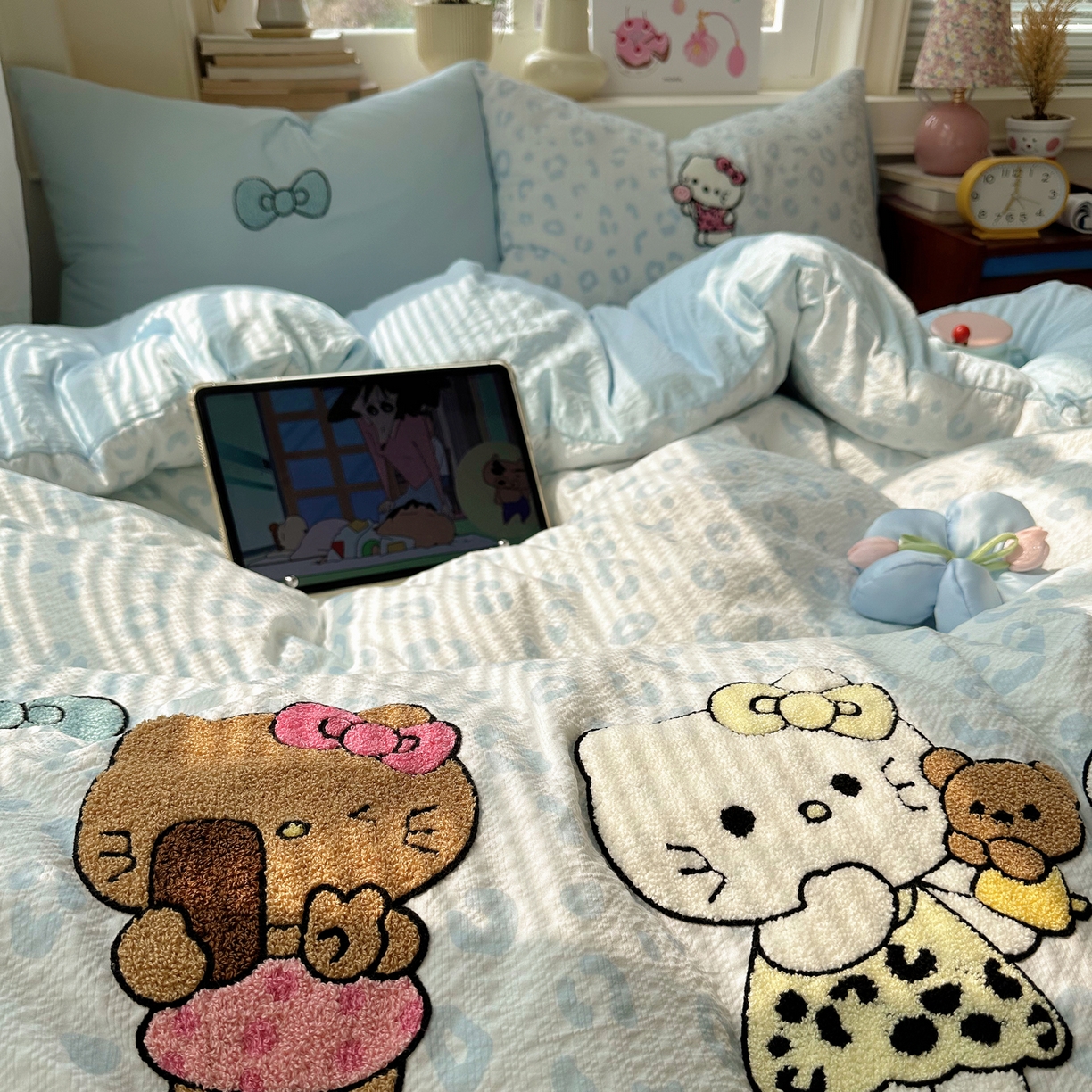 91家纺网 家纺一手货源 找家纺 顾里家纺 2026春夏新款ins可爱风云朵毛巾绣四件套（会员-3元  床笠定制不退换0 自拍喵喵