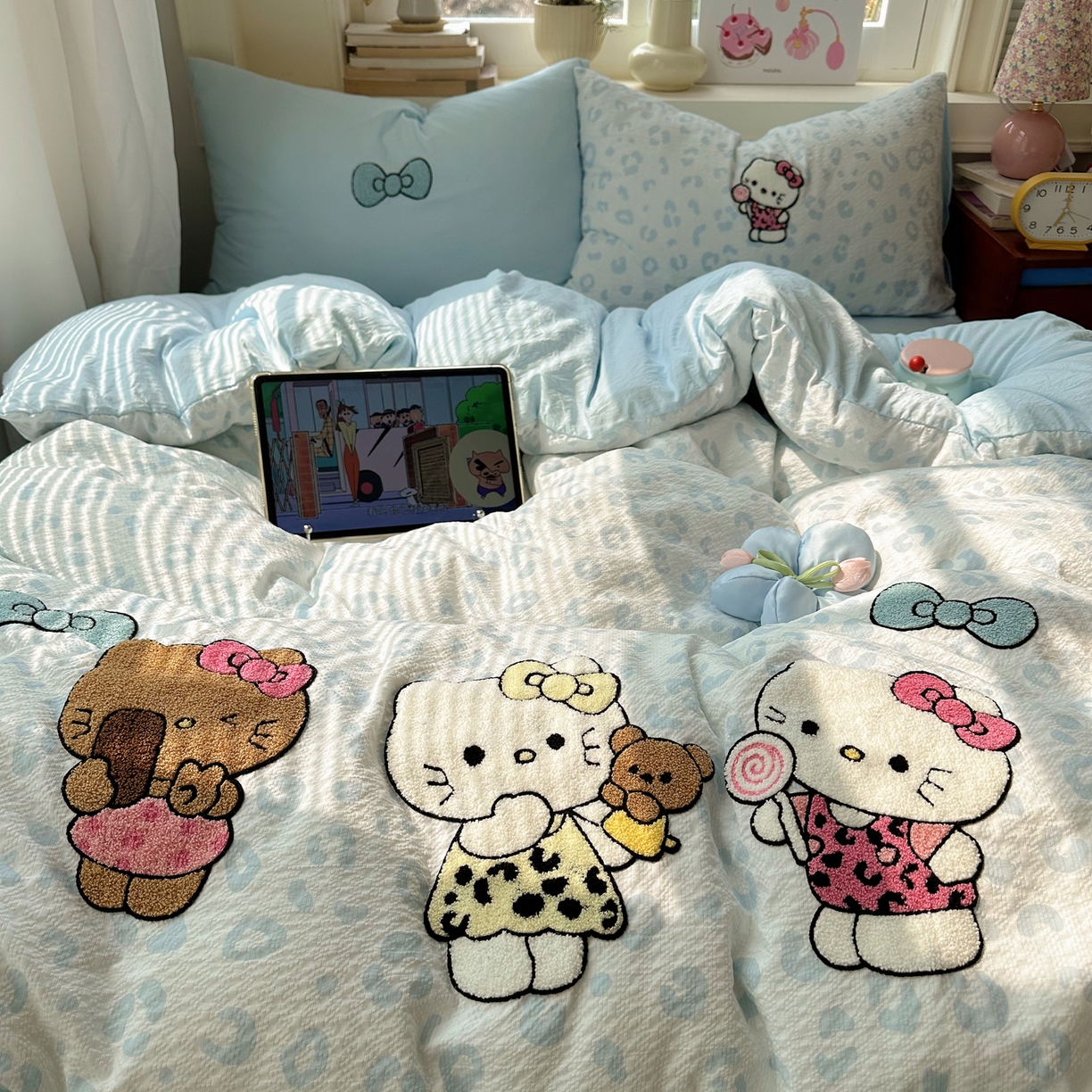 91家纺网 家纺一手货源 找家纺 顾里家纺 2026春夏新款ins可爱风云朵毛巾绣四件套（会员-3元  床笠定制不退换0 自拍喵喵