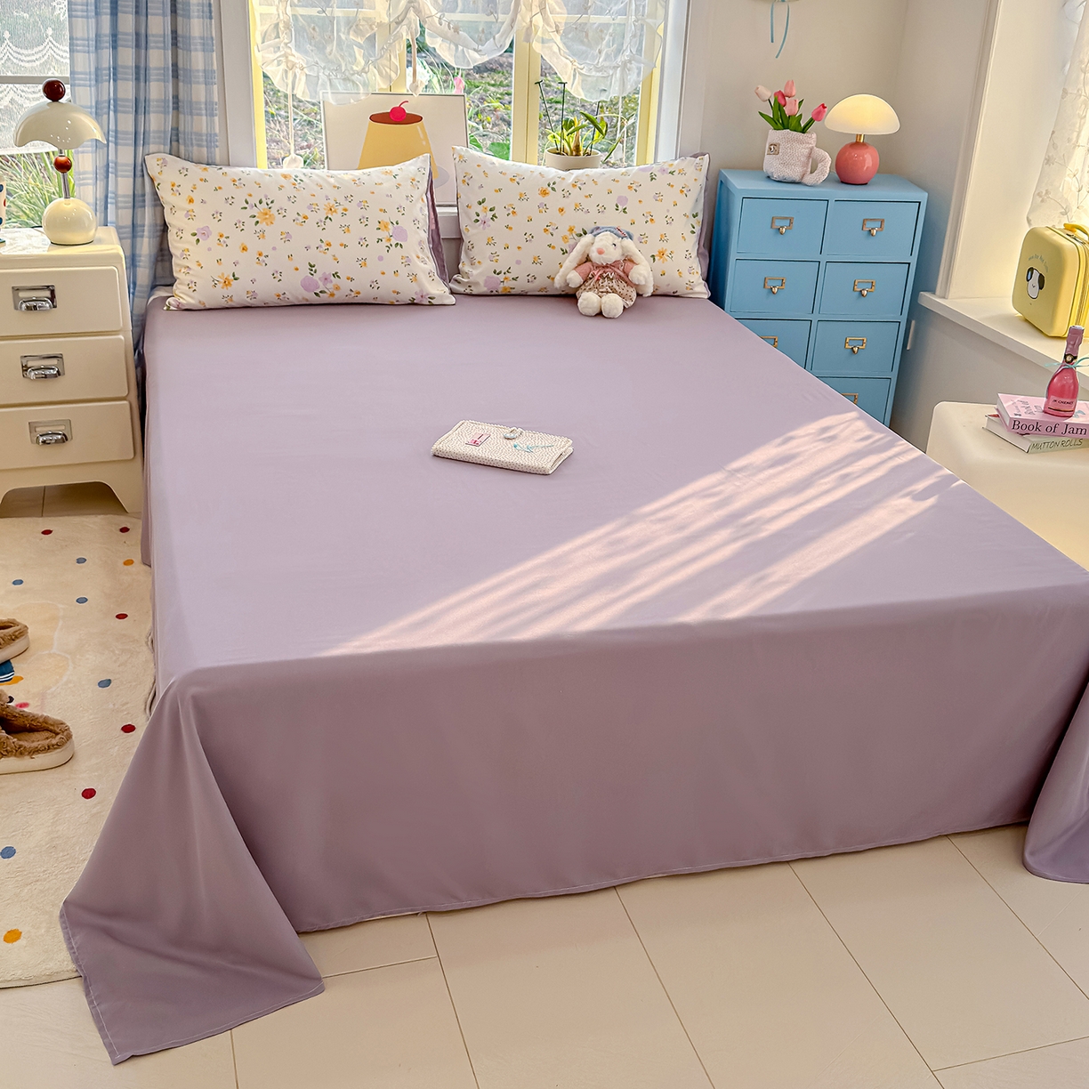 91家纺网 家纺一手货源 找家纺 元禾 2026新款A类古法水洗仿棉云感纱四件套 莫兰迪