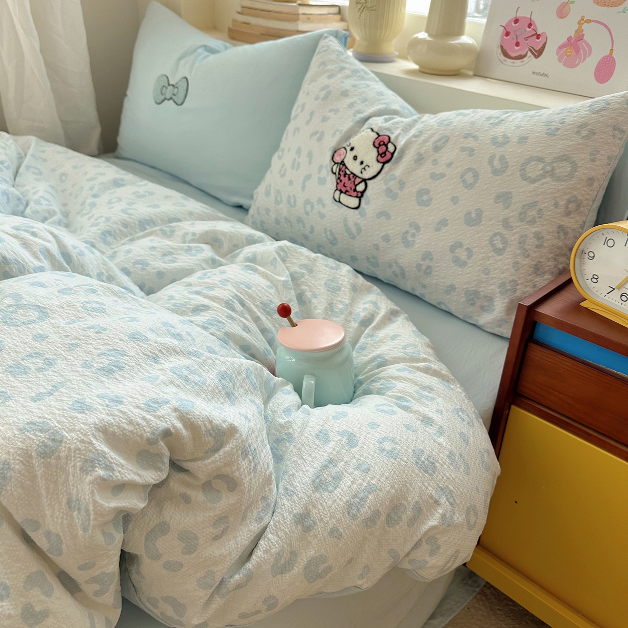 91家纺网 家纺一手货源 找家纺 顾里家纺 2026春夏新款ins可爱风云朵毛巾绣四件套（会员-3元  床笠定制不退换0 自拍喵喵