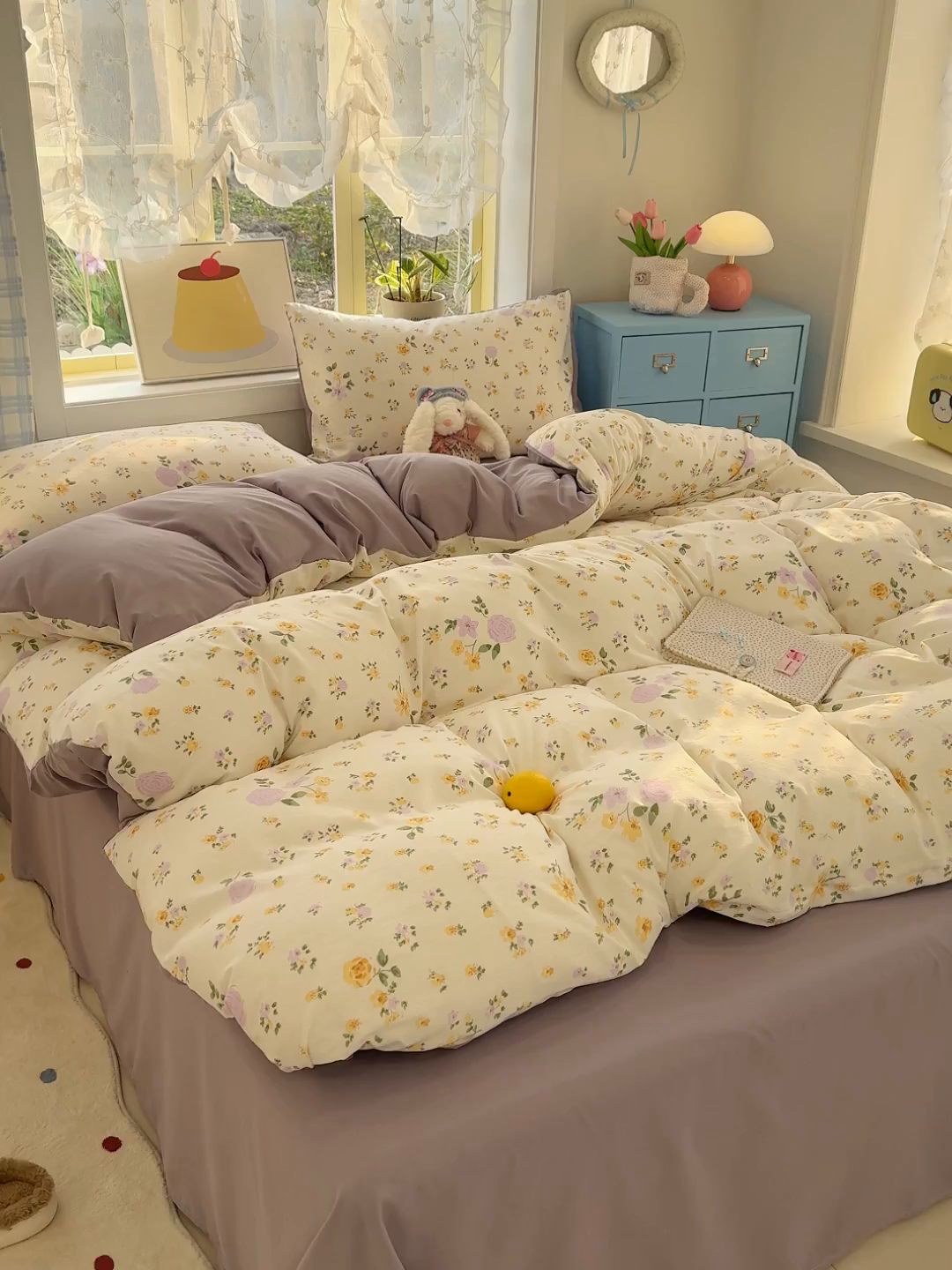 91家纺网 家纺一手货源 找家纺 元禾 2026新款A类古法水洗仿棉云感纱四件套 莫兰迪