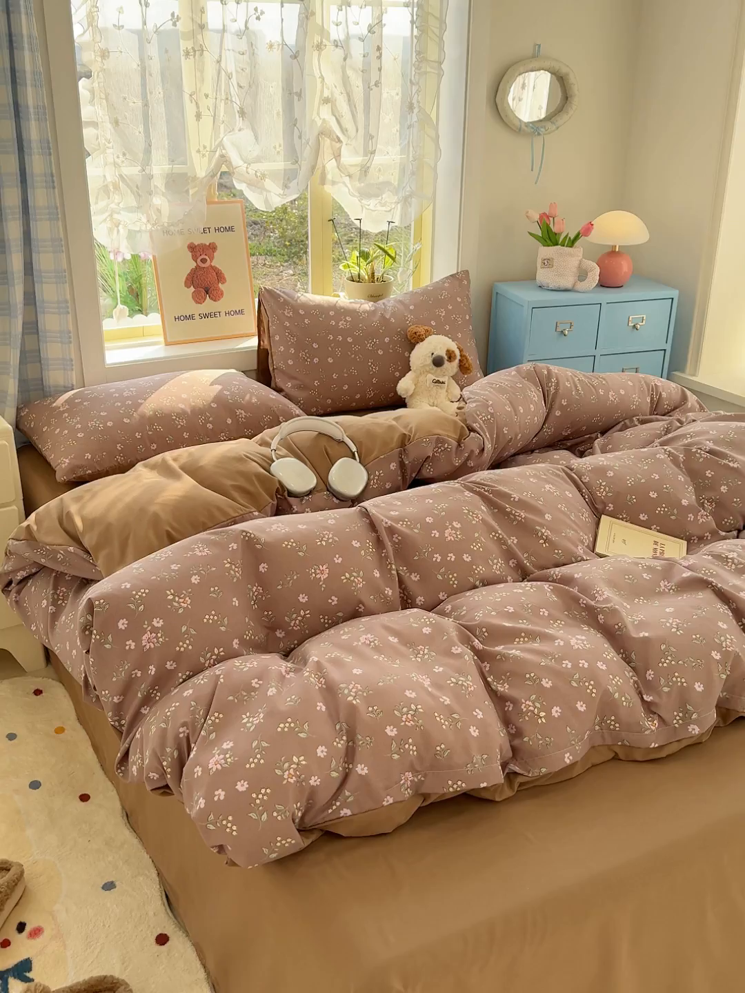 91家纺网 家纺一手货源 找家纺 元禾 2026新款A类古法水洗仿棉云感纱四件套 蔷薇花语