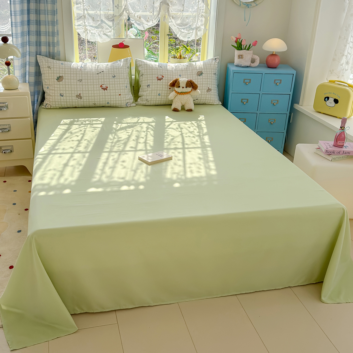 91家纺网 家纺一手货源 找家纺 元禾 2026新款A类古法水洗仿棉云感纱四件套 小奶团