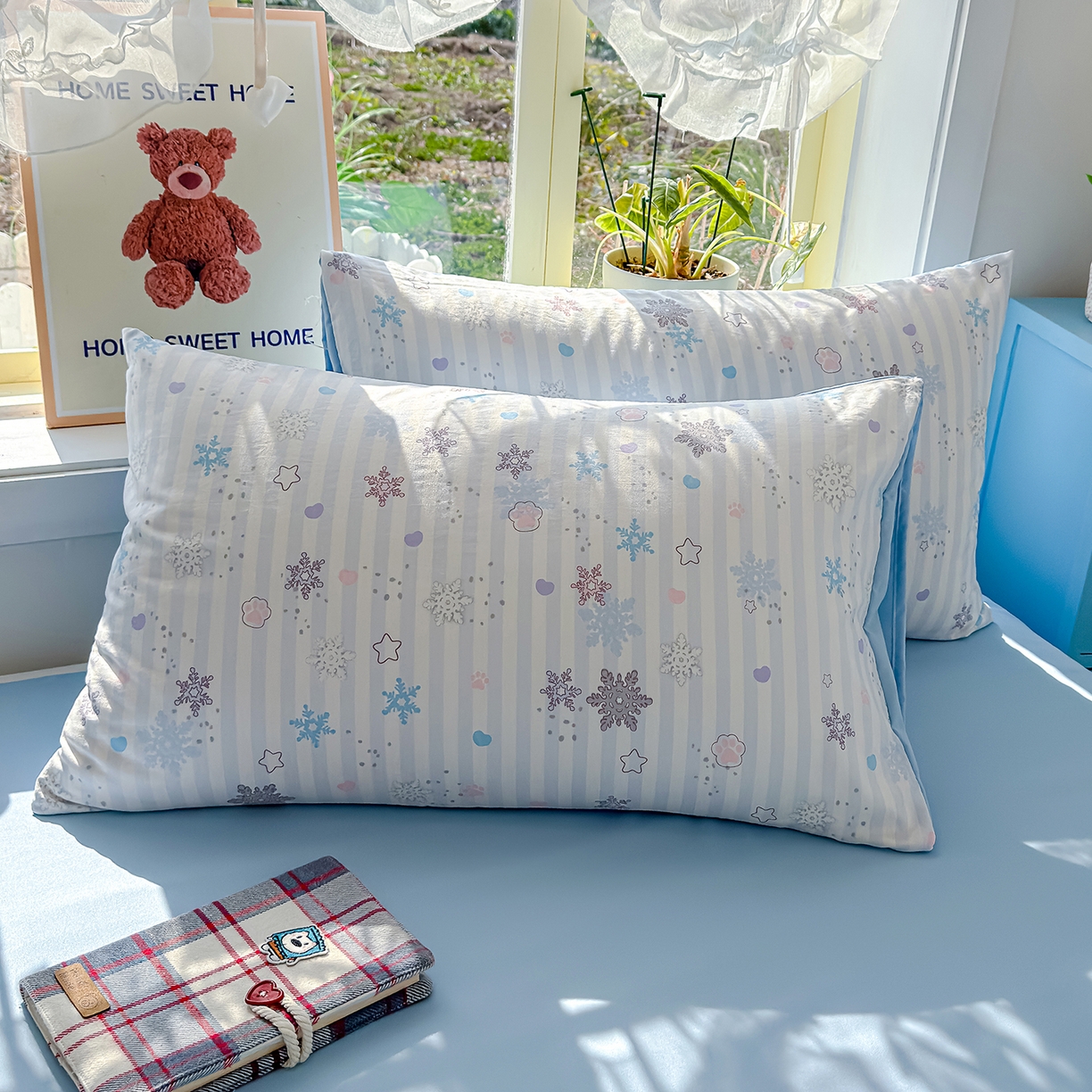 91家纺网 家纺一手货源 找家纺 元禾 2026新款A类古法水洗仿棉云感纱四件套 雪花世界