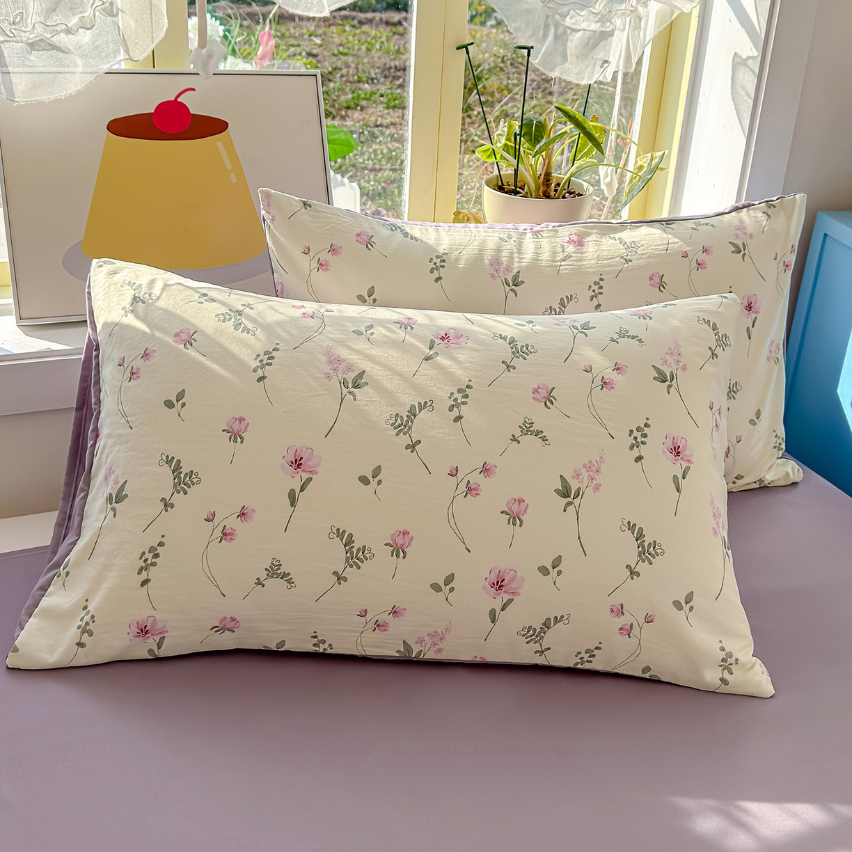 91家纺网 家纺一手货源 找家纺 元禾 2026新款A类古法水洗仿棉云感纱四件套 紫罗兰