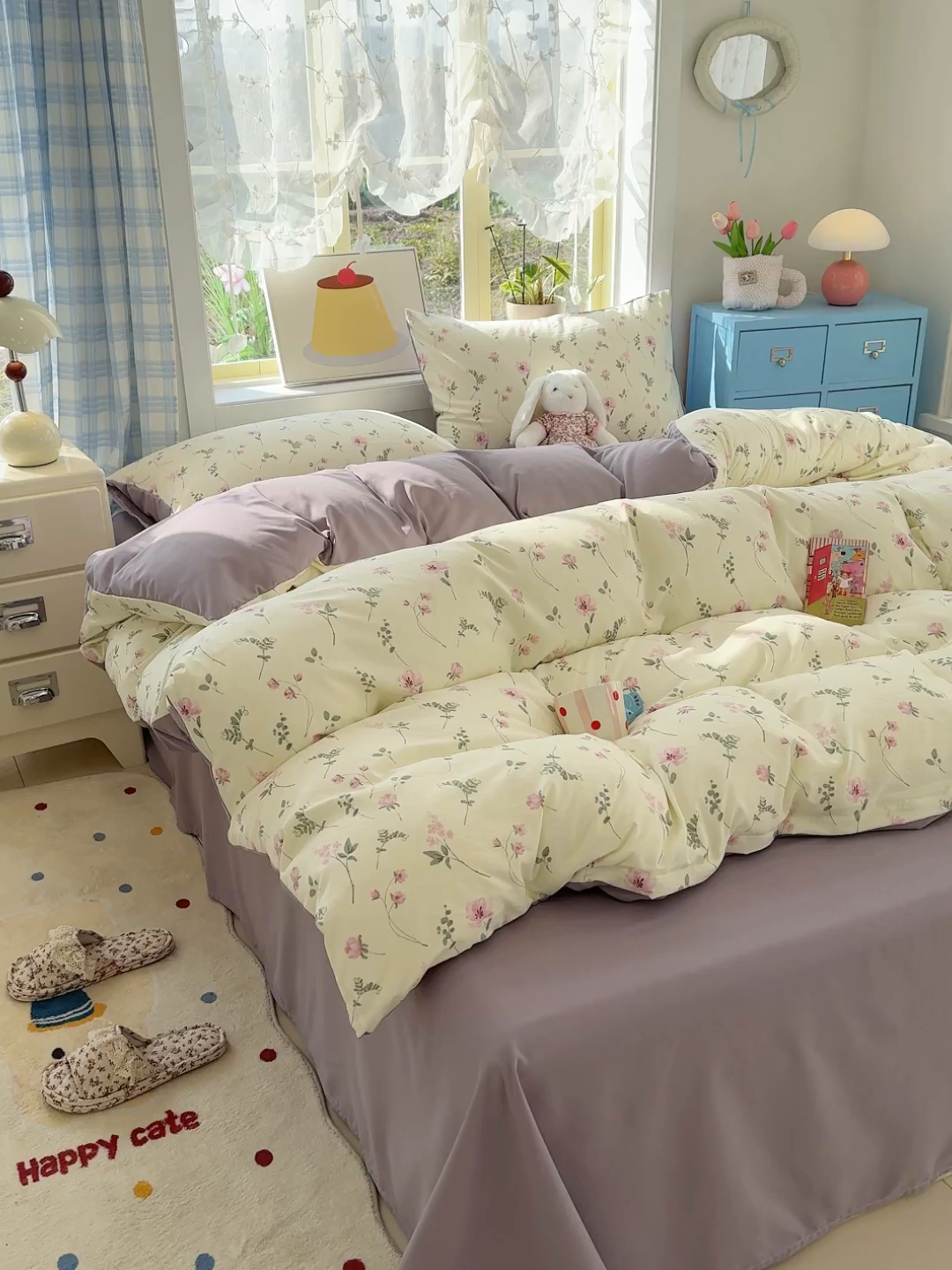 91家纺网 家纺一手货源 找家纺 元禾 2026新款A类古法水洗仿棉云感纱四件套 紫罗兰