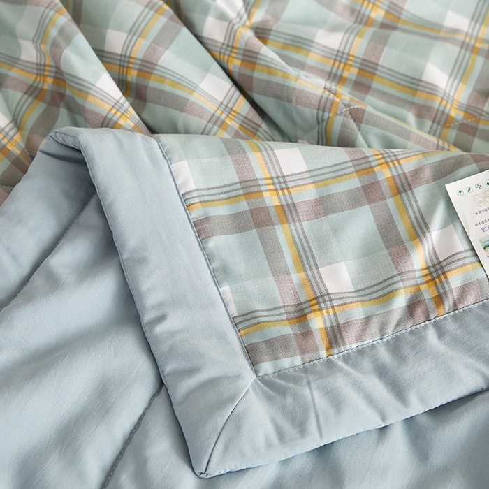 91家纺网 家纺一手货源 找家纺 海洋家纺 2026新款100%新疆棉花格子夏被亲肤仿棉夏凉被纯手包边空调被薄被子 左岸-绿