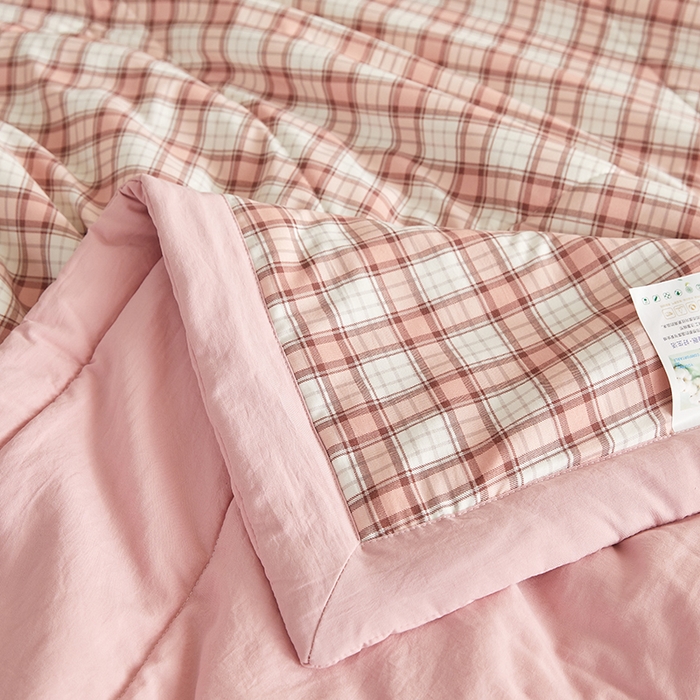 91家纺网 家纺一手货源 找家纺 海洋家纺 2026新款100%新疆棉花格子夏被亲肤仿棉夏凉被纯手包边空调被薄被子 奥利