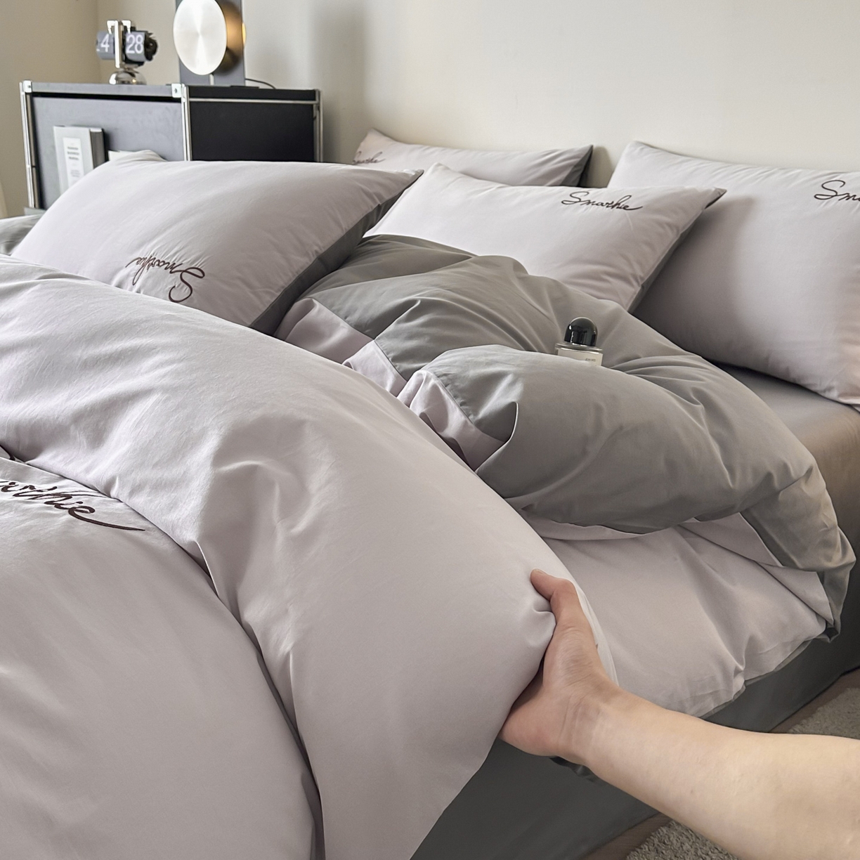 91家纺网 家纺一手货源 找家纺 （总）ab家纺 2026新款刺绣双拼40支全棉水洗四件套