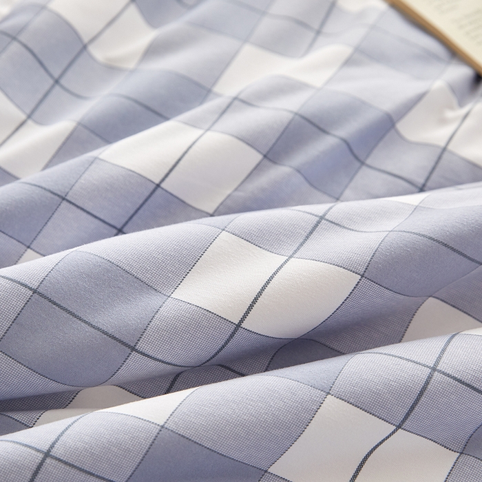 91家纺网 家纺一手货源 找家纺 海洋家纺 2026新款100%新疆棉花格子夏被亲肤仿棉夏凉被纯手包边空调被薄被子 简约-蓝