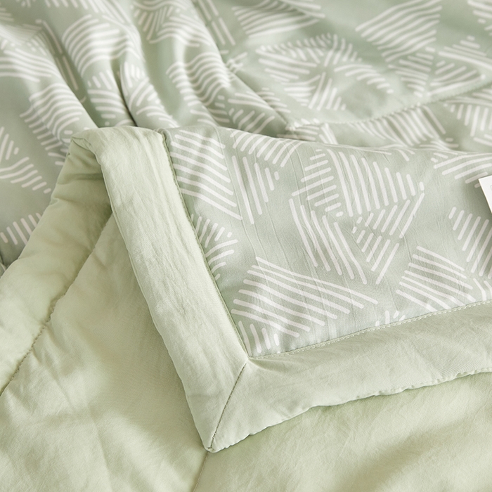 91家纺网 家纺一手货源 找家纺 海洋家纺 2026新款100%新疆棉花格子夏被亲肤仿棉夏凉被纯手包边空调被薄被子 米亚-绿