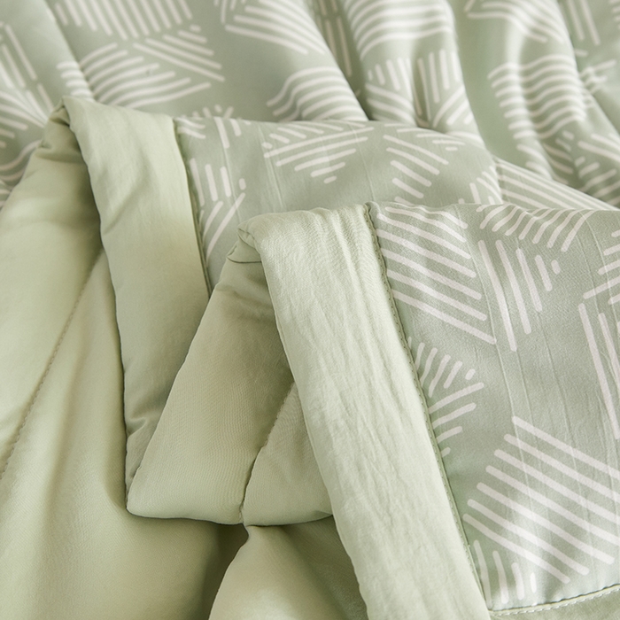 91家纺网 家纺一手货源 找家纺 海洋家纺 2026新款100%新疆棉花格子夏被亲肤仿棉夏凉被纯手包边空调被薄被子 米亚-绿